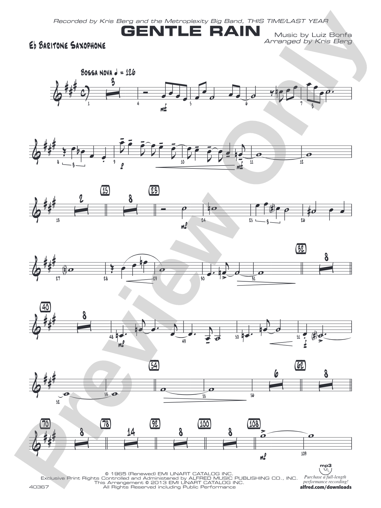 Gentle Rain: E-flat Baritone Saxophone