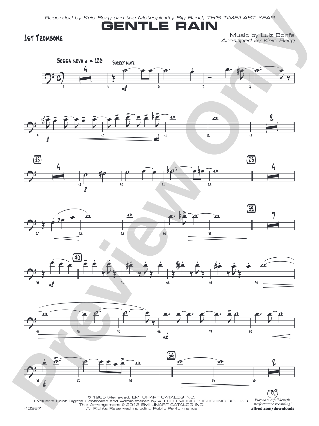 Gentle Rain: 1st Trombone