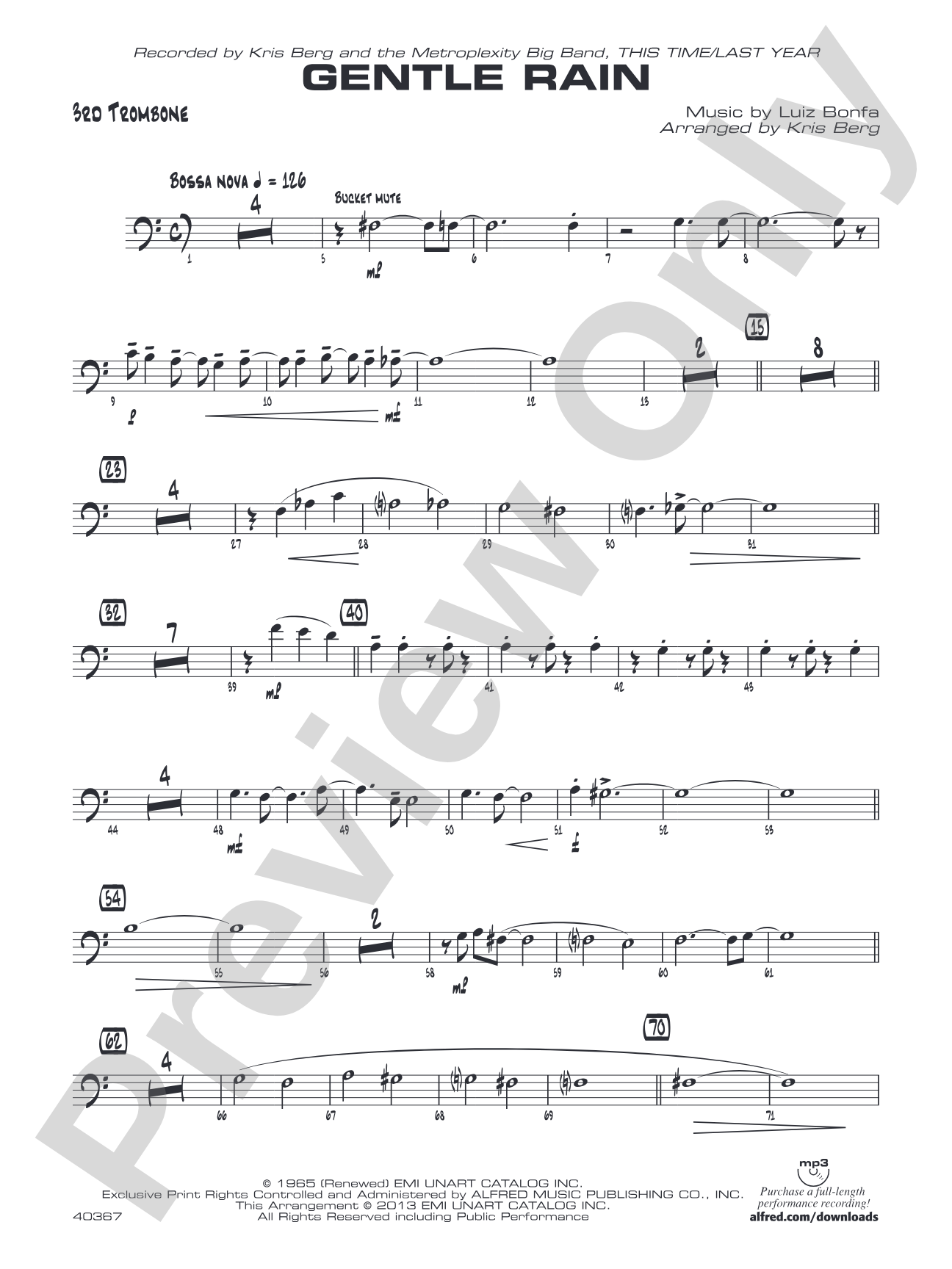 Gentle Rain: 3rd Trombone