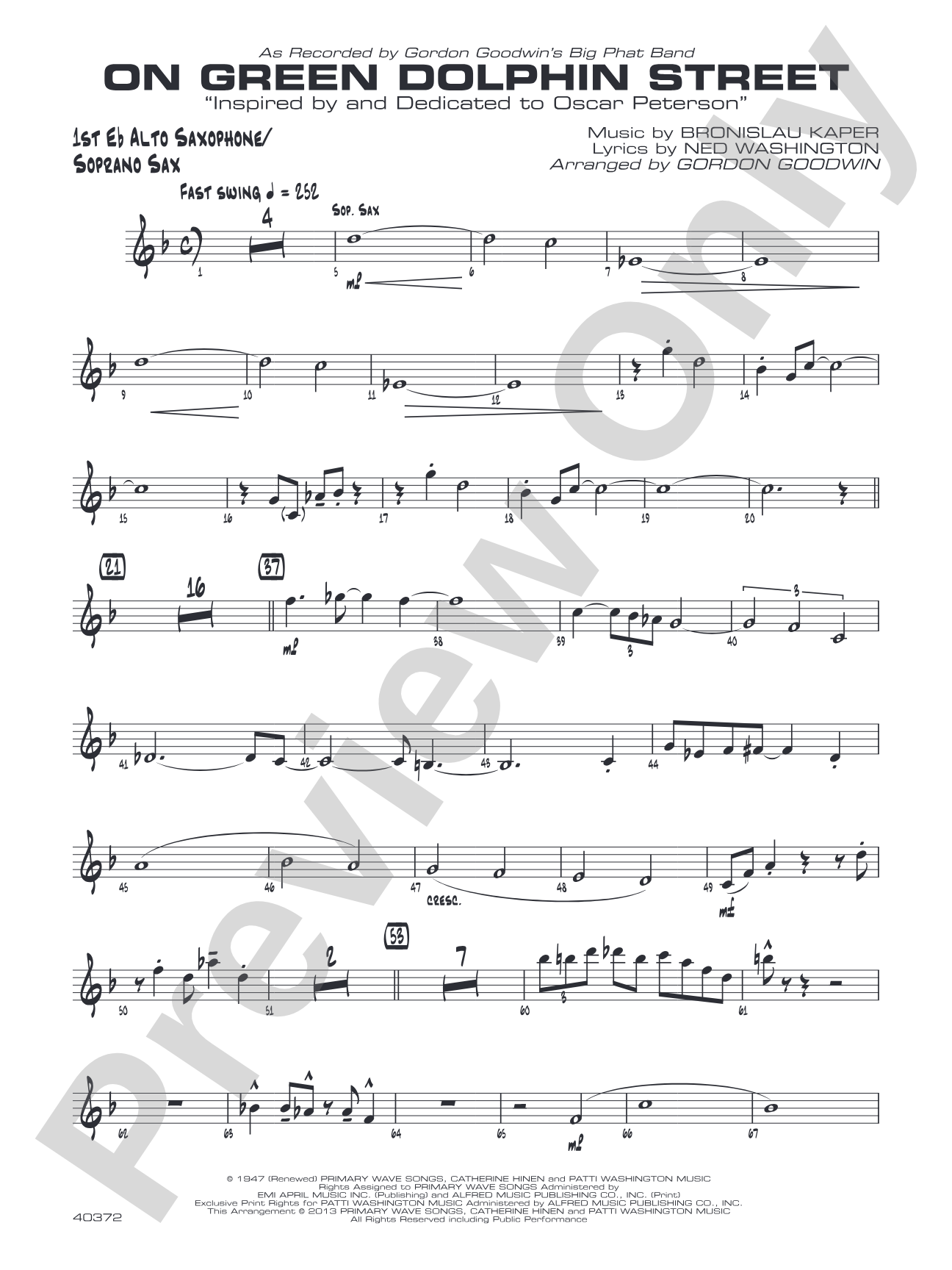 On Green Dolphin Street: E-flat Alto Saxophone