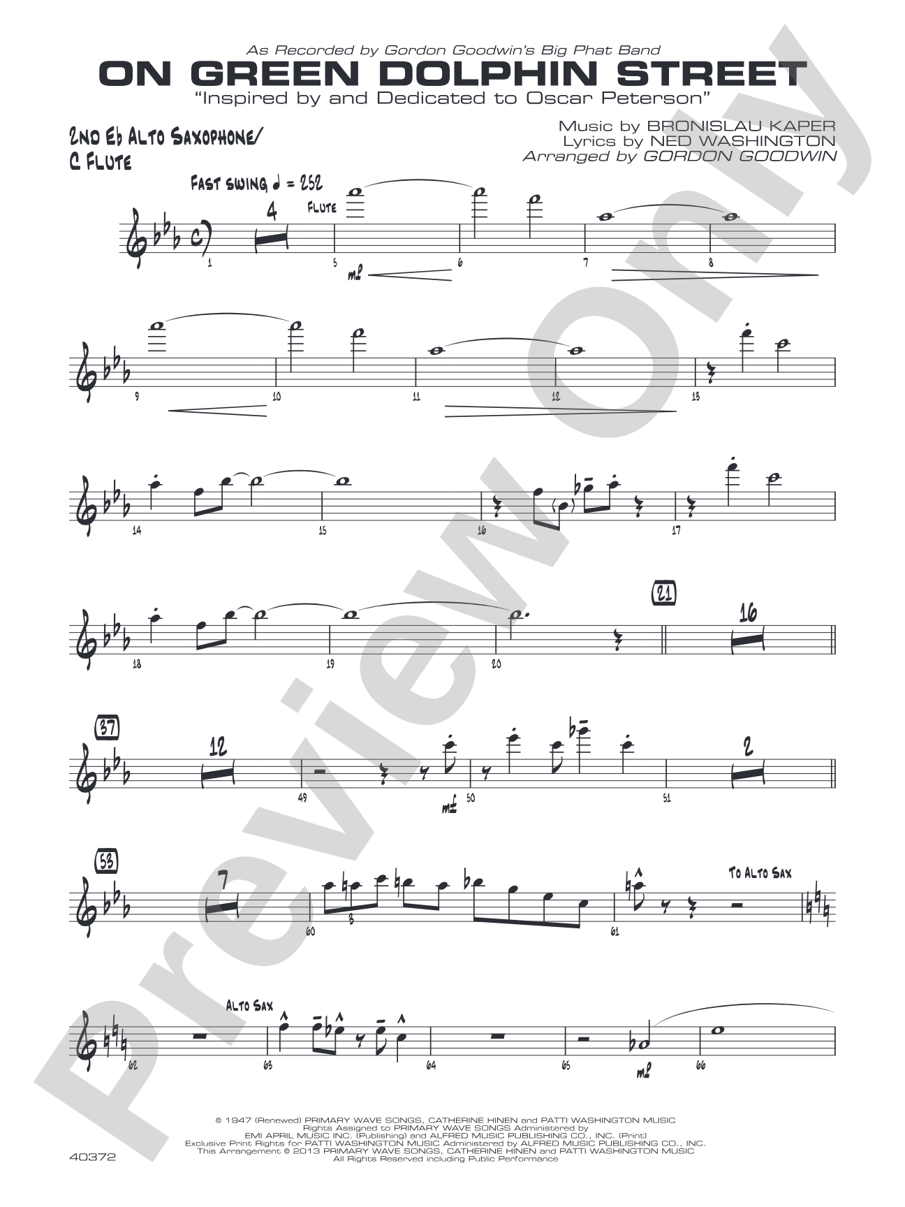 On Green Dolphin Street: 2nd E-flat Alto Saxophone