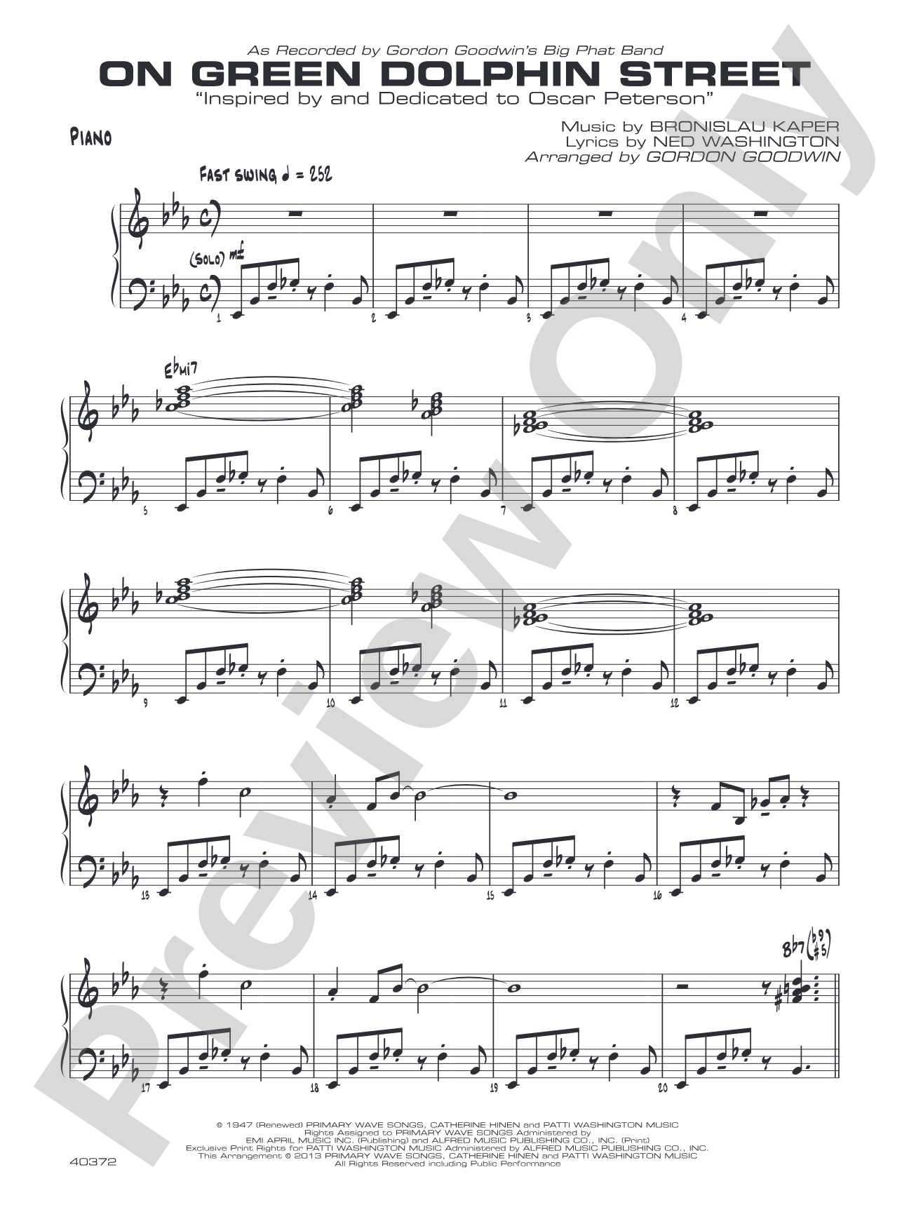 On Green Dolphin Street: Piano Accompaniment