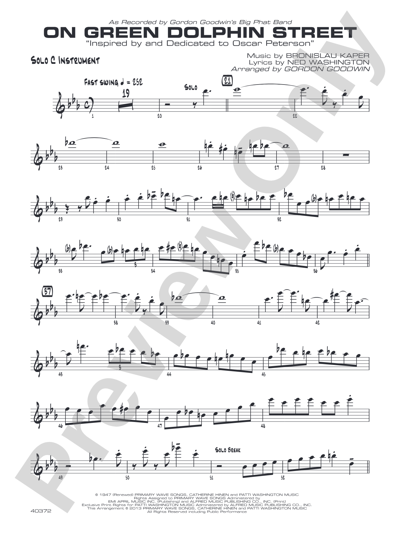 On Green Dolphin Street: Solo C Instruments (Treble Clef)