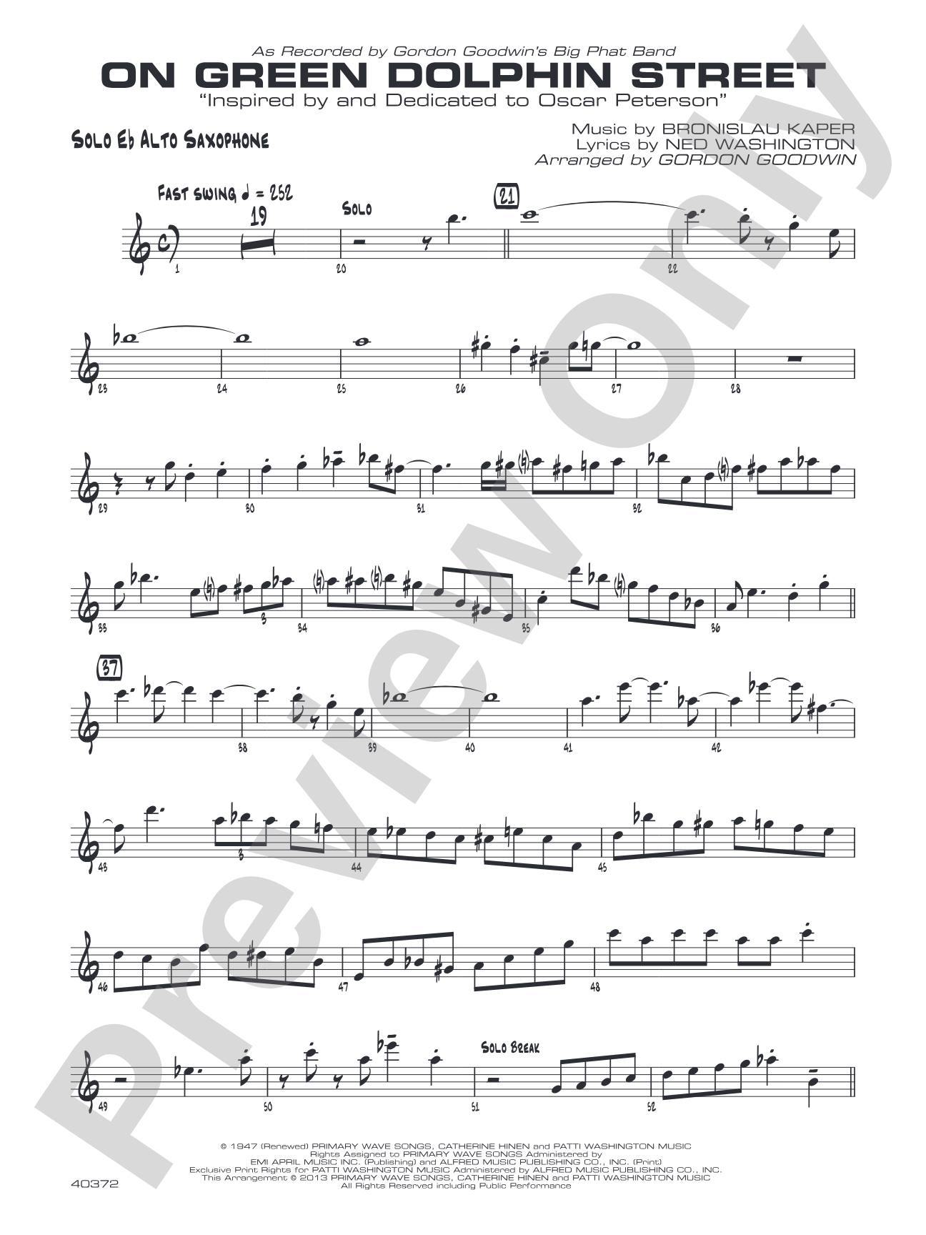 On Green Dolphin Street: Solo Eb Alto Sax