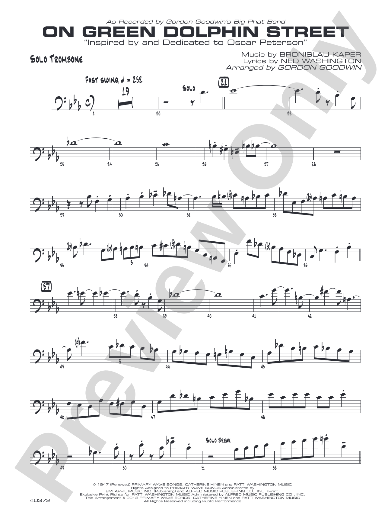 On Green Dolphin Street: Solo Trombone