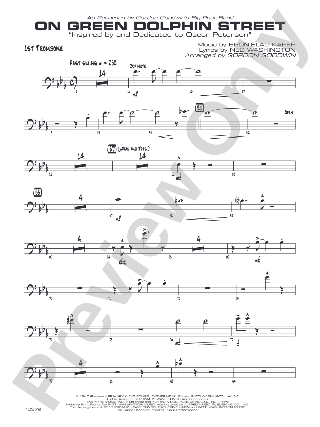 On Green Dolphin Street: 1st Trombone