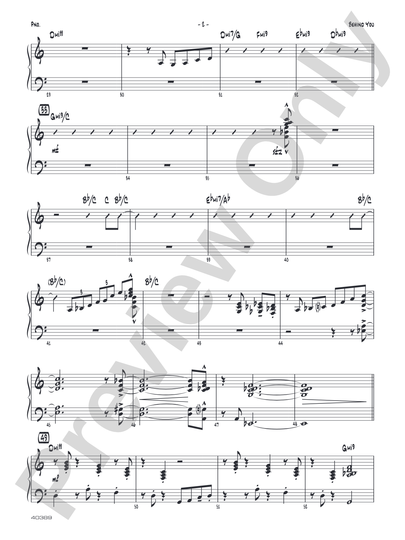 Behind You: Piano Accompaniment