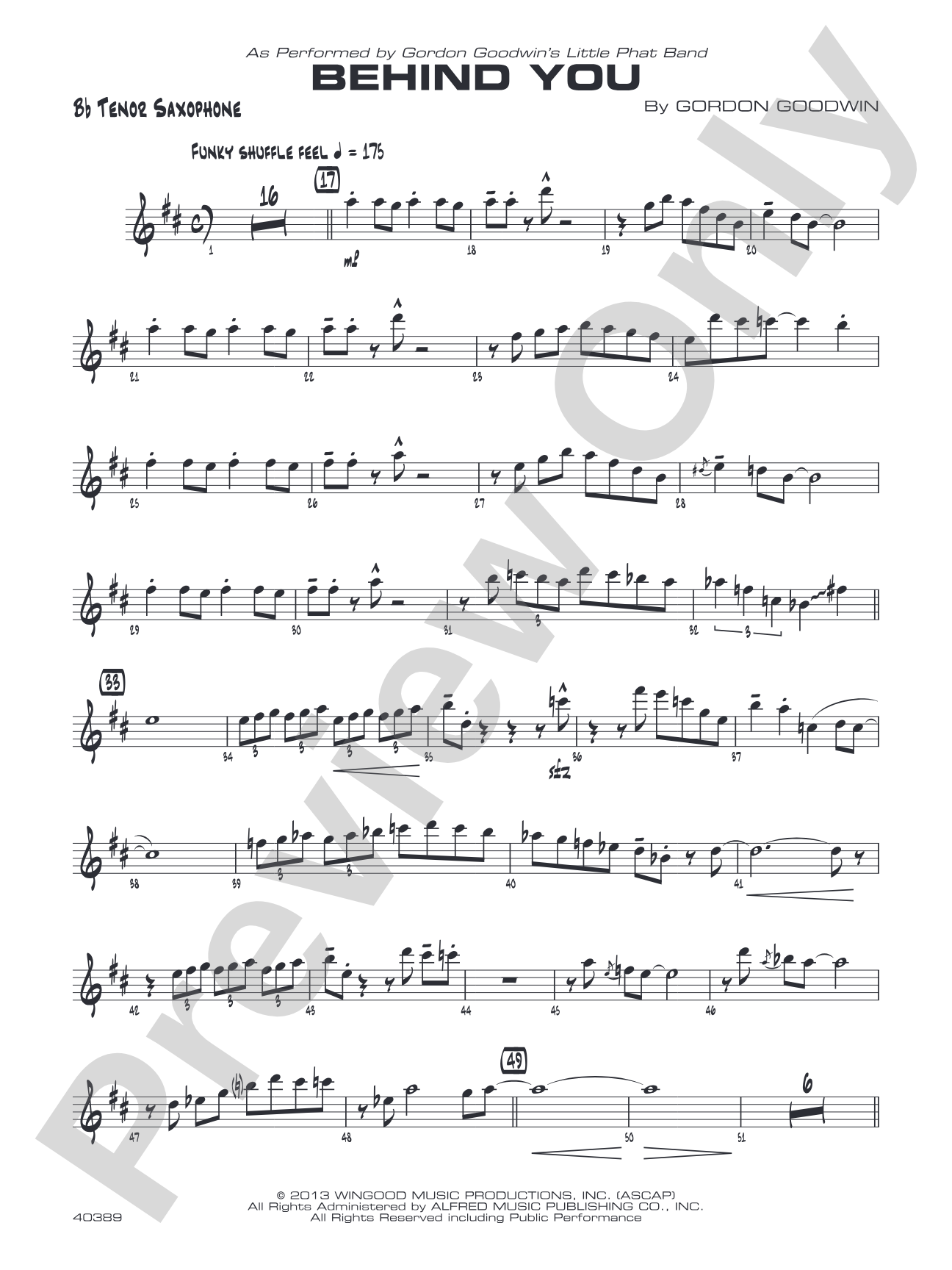 Behind You: B-flat Tenor Saxophone