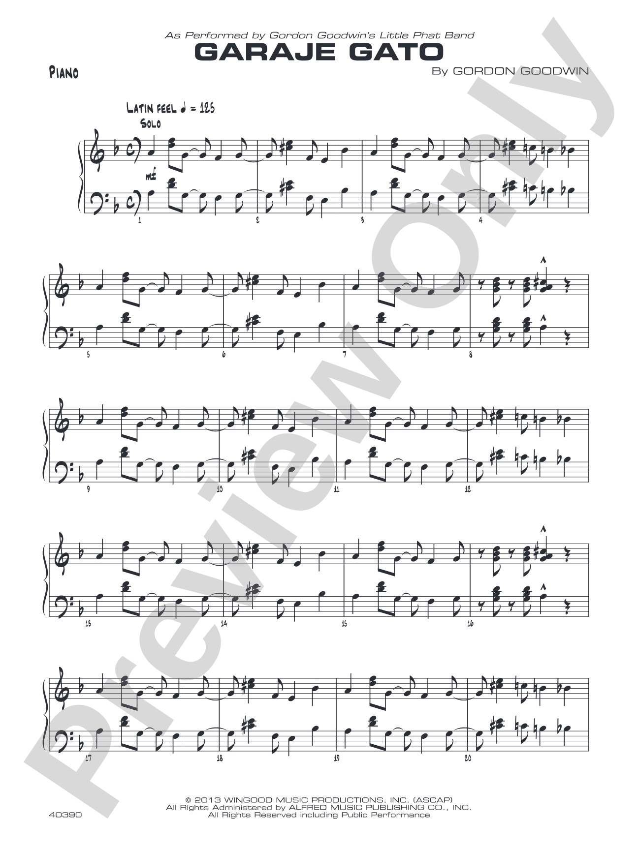 Garaje Gato: Piano Accompaniment