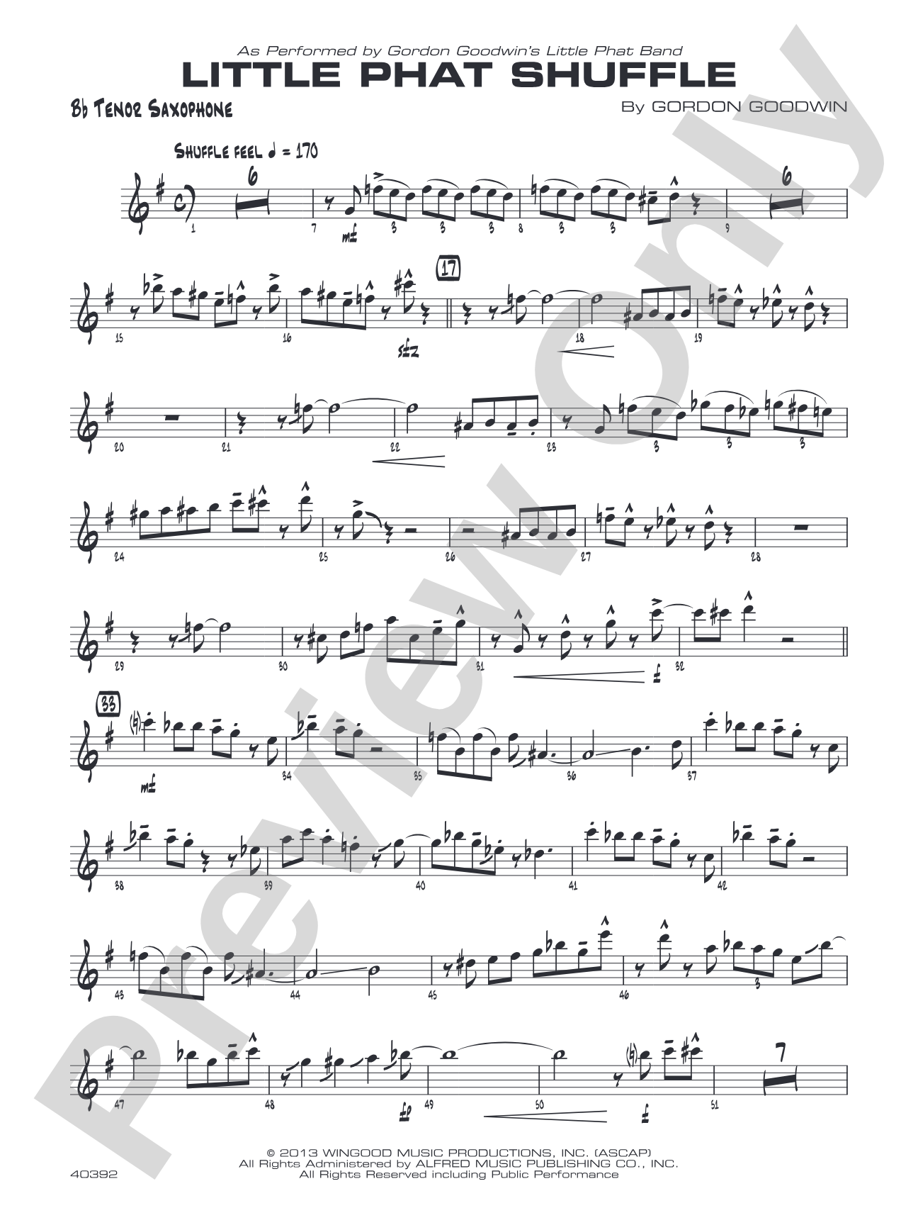 Little Phat Shuffle: B-flat Tenor Saxophone