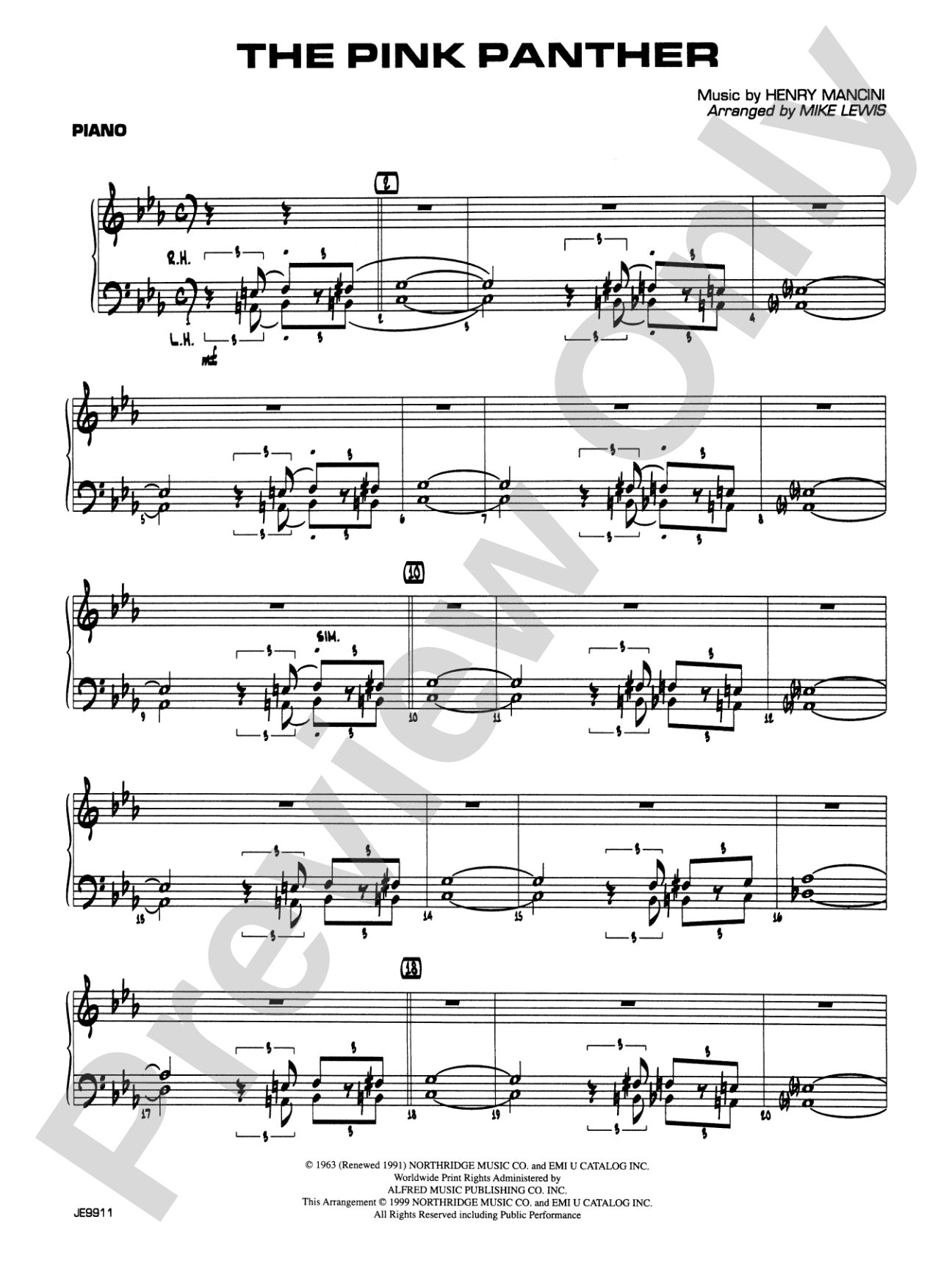 The Pink Panther: Piano Accompaniment