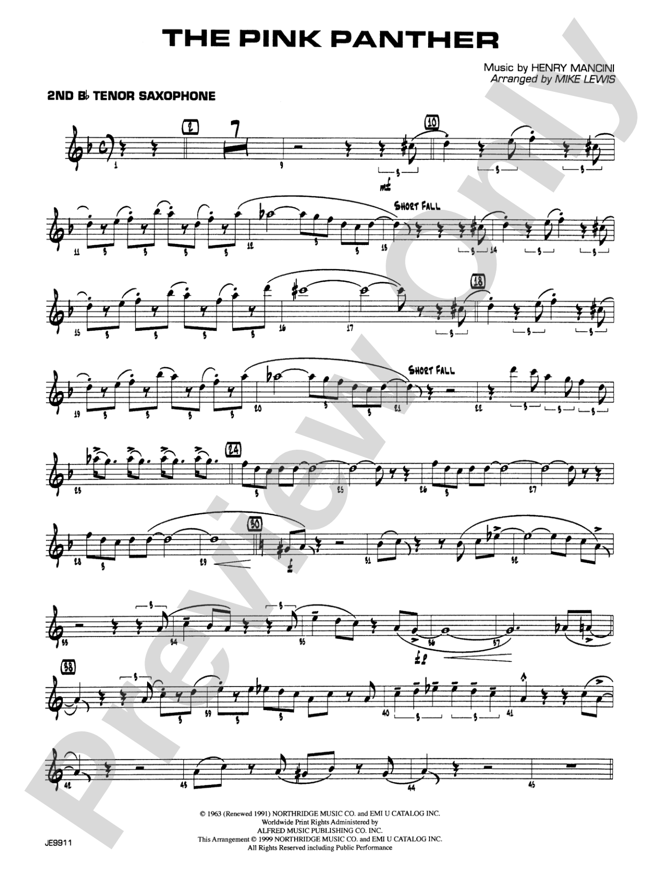 The Pink Panther: 2nd B-flat Tenor Saxophone