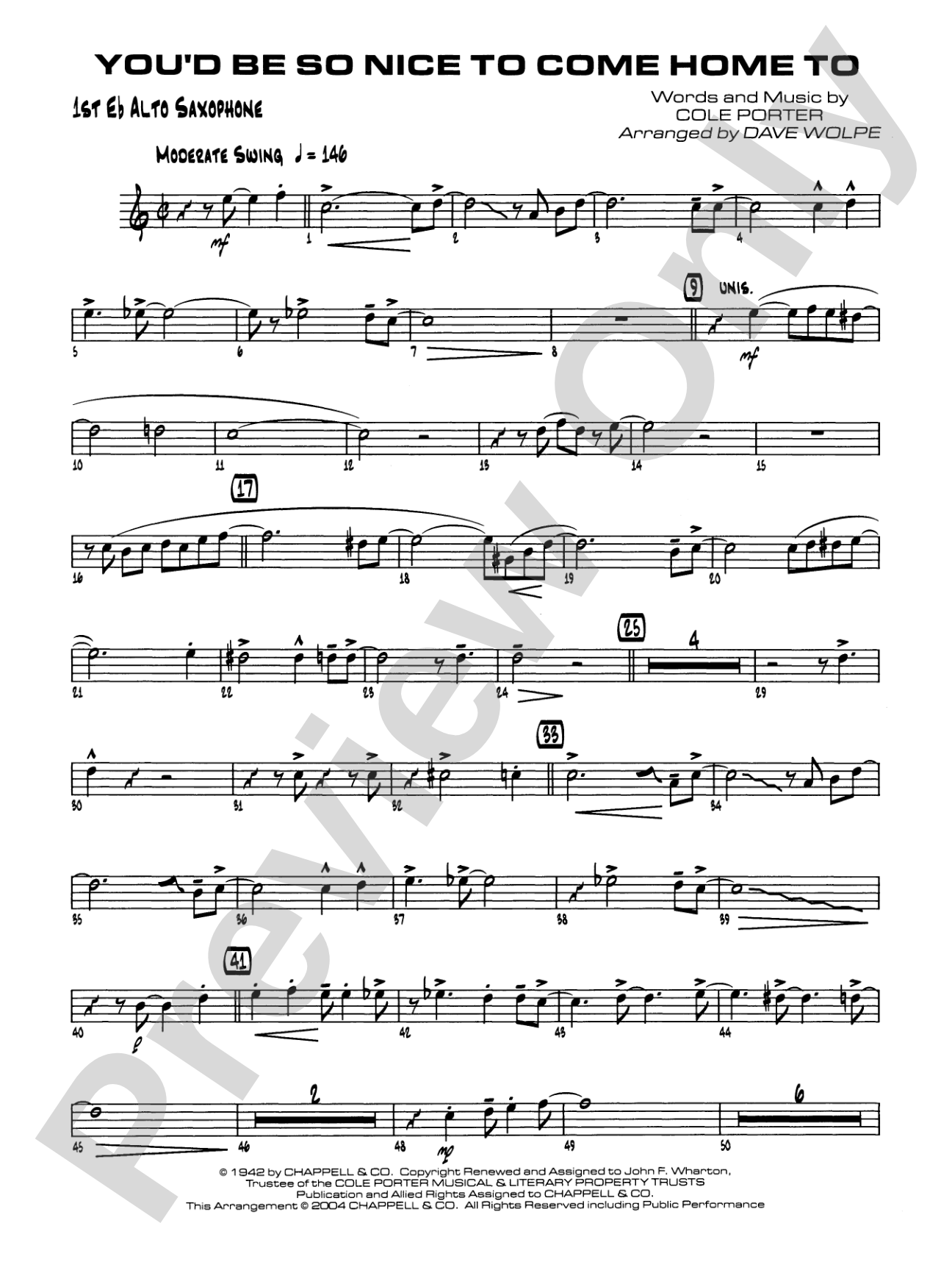 You'd Be So Nice to Come Home To: E-flat Alto Saxophone