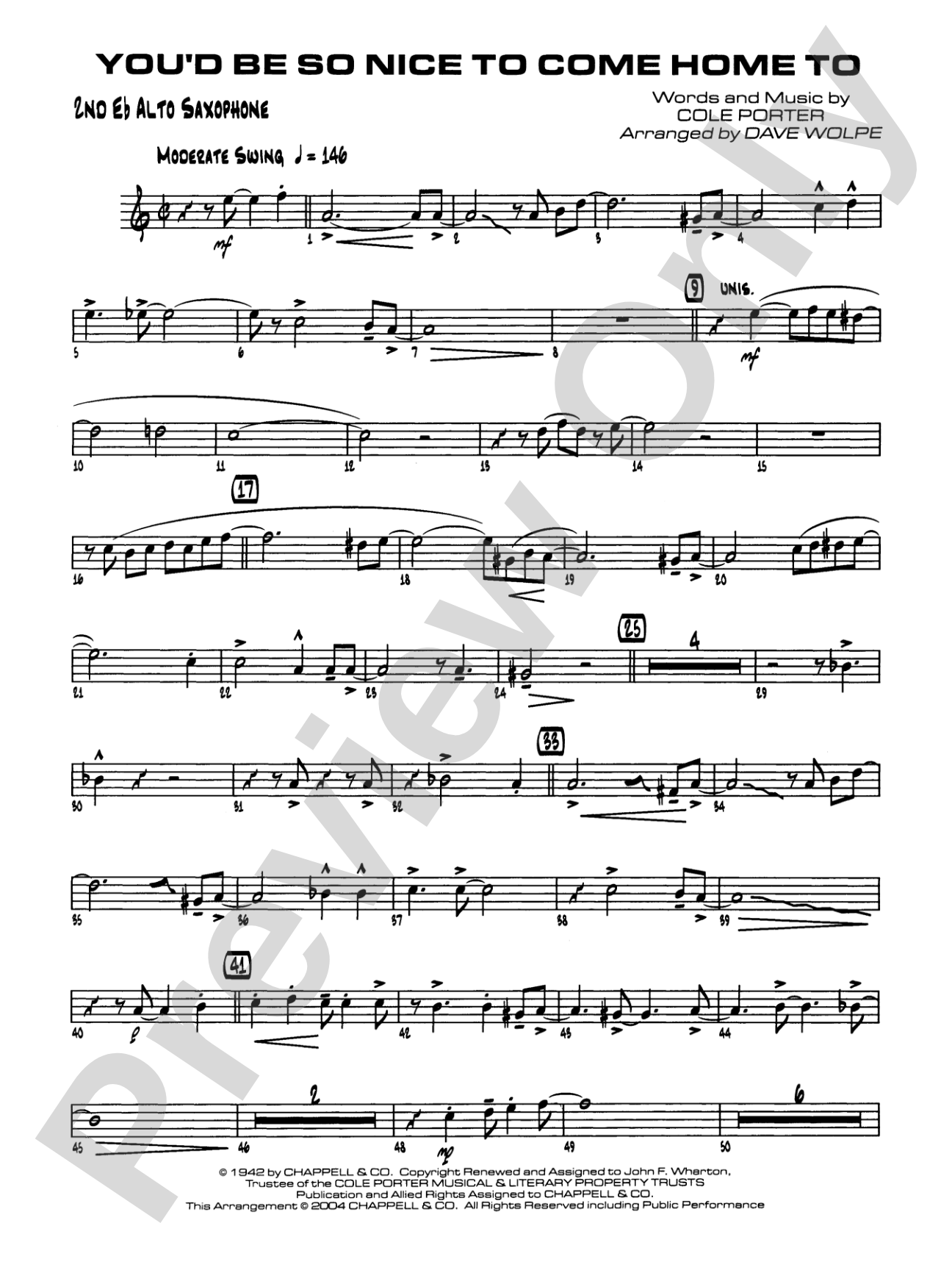 You'd Be So Nice to Come Home To: 2nd E-flat Alto Saxophone