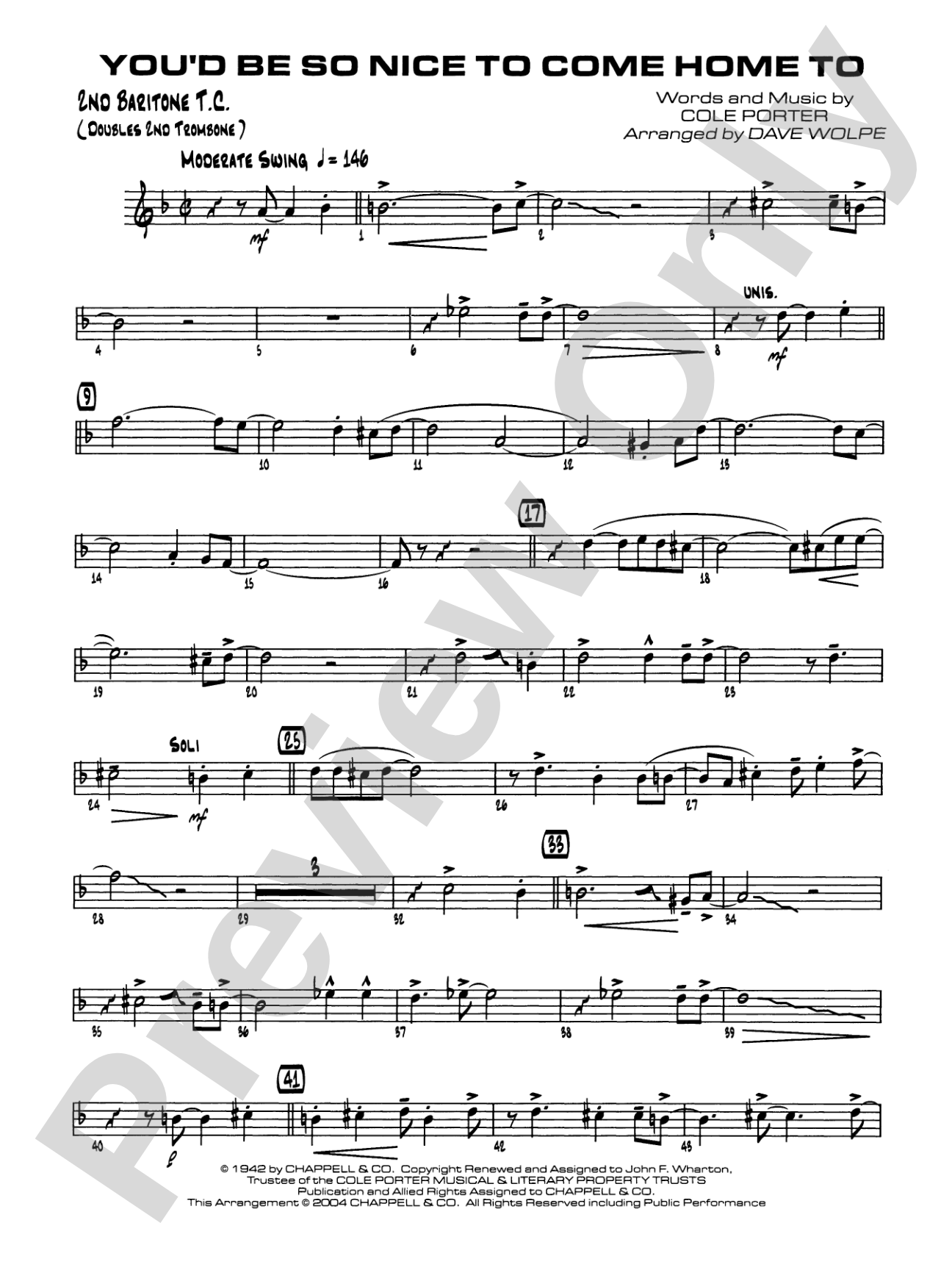 You'd Be So Nice to Come Home To: 2nd Baritone T.C.
