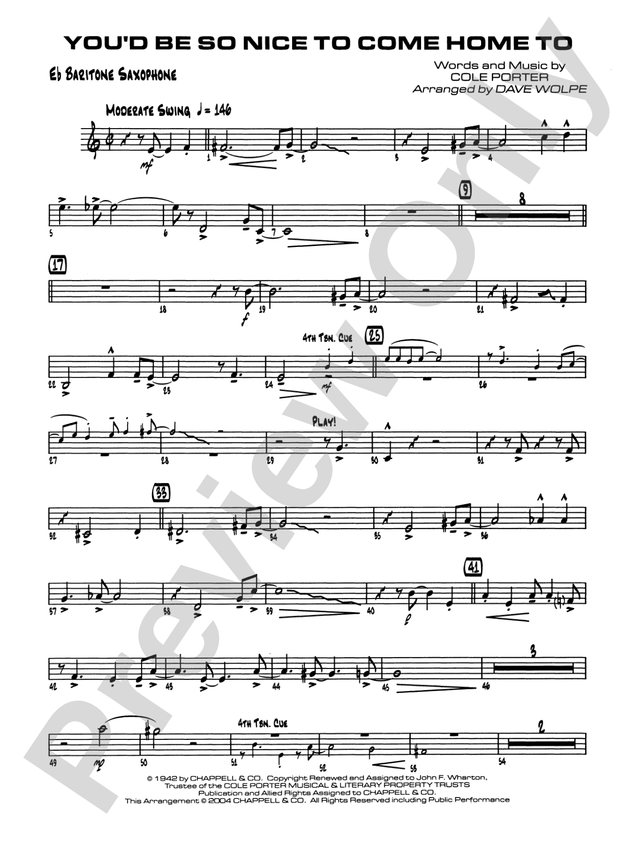 You'd Be So Nice to Come Home To: E-flat Baritone Saxophone