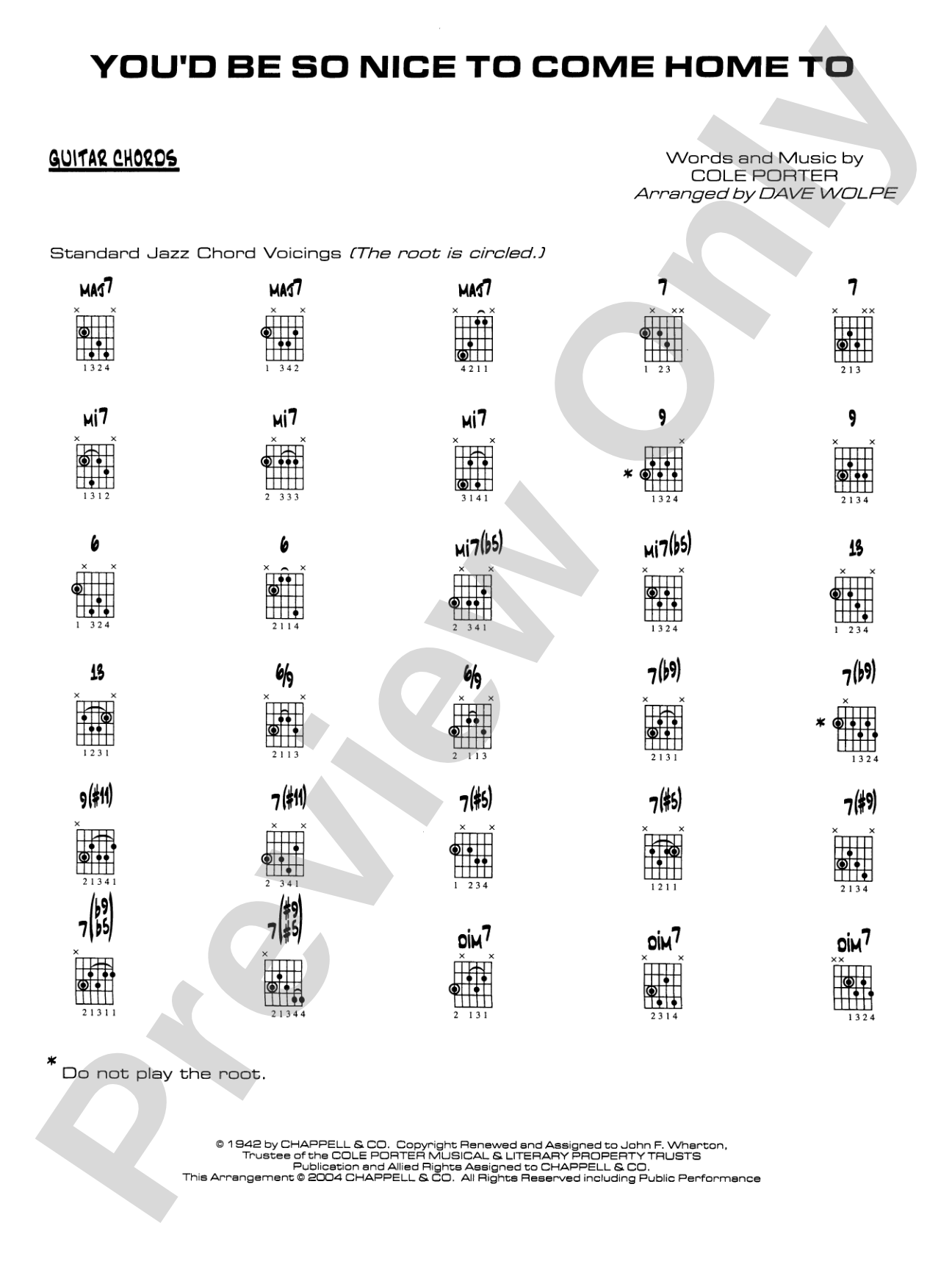 You'd Be So Nice to Come Home To: Guitar Chords