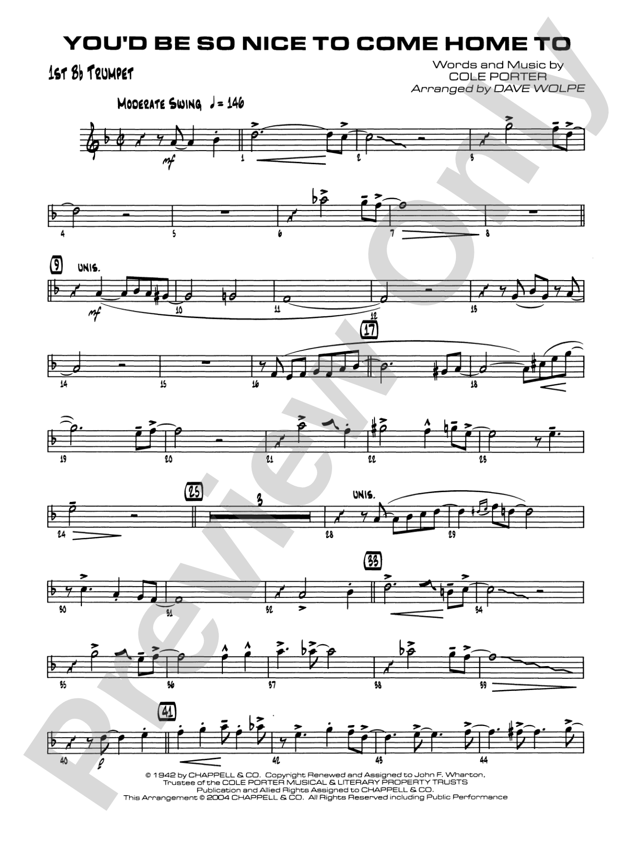 You'd Be So Nice to Come Home To: 1st B-flat Trumpet