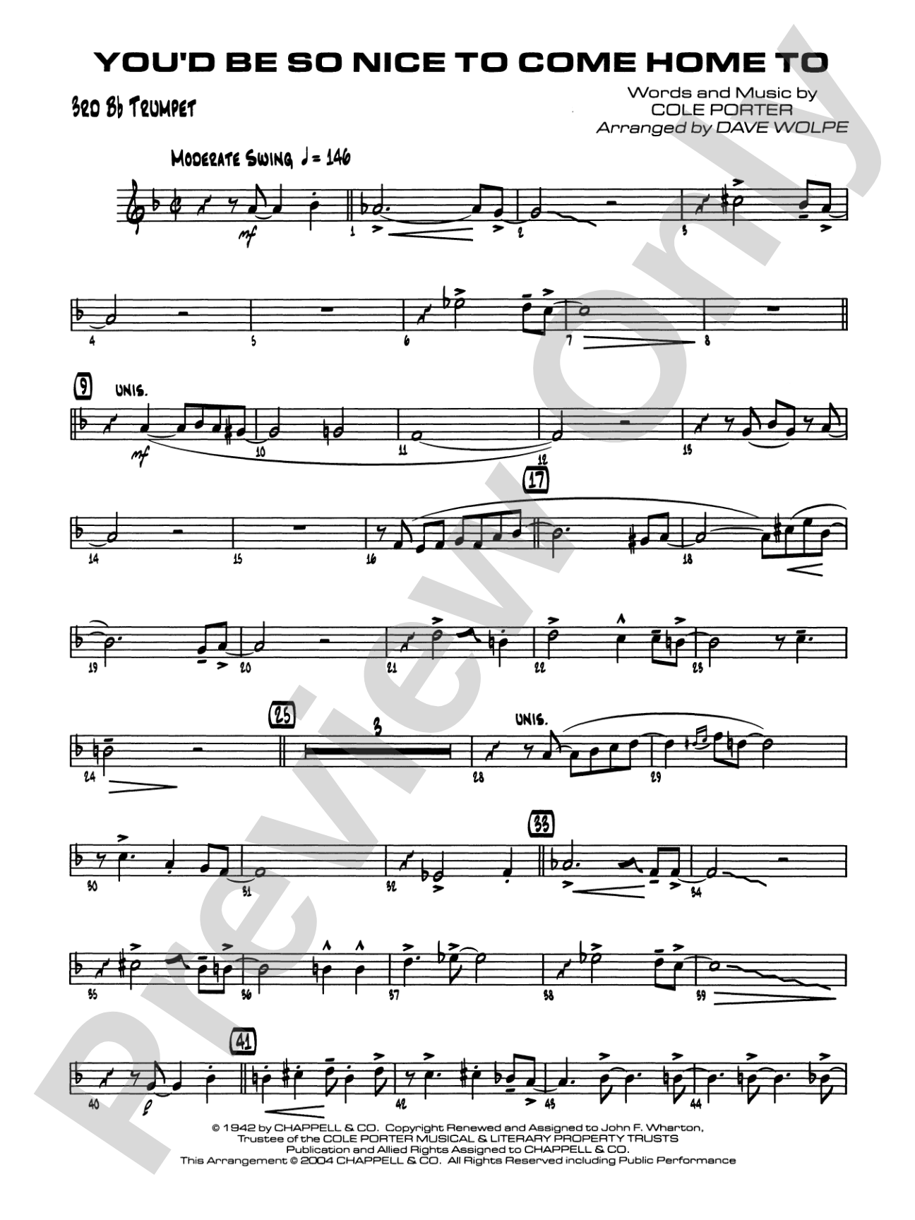 You'd Be So Nice to Come Home To: 3rd B-flat Trumpet