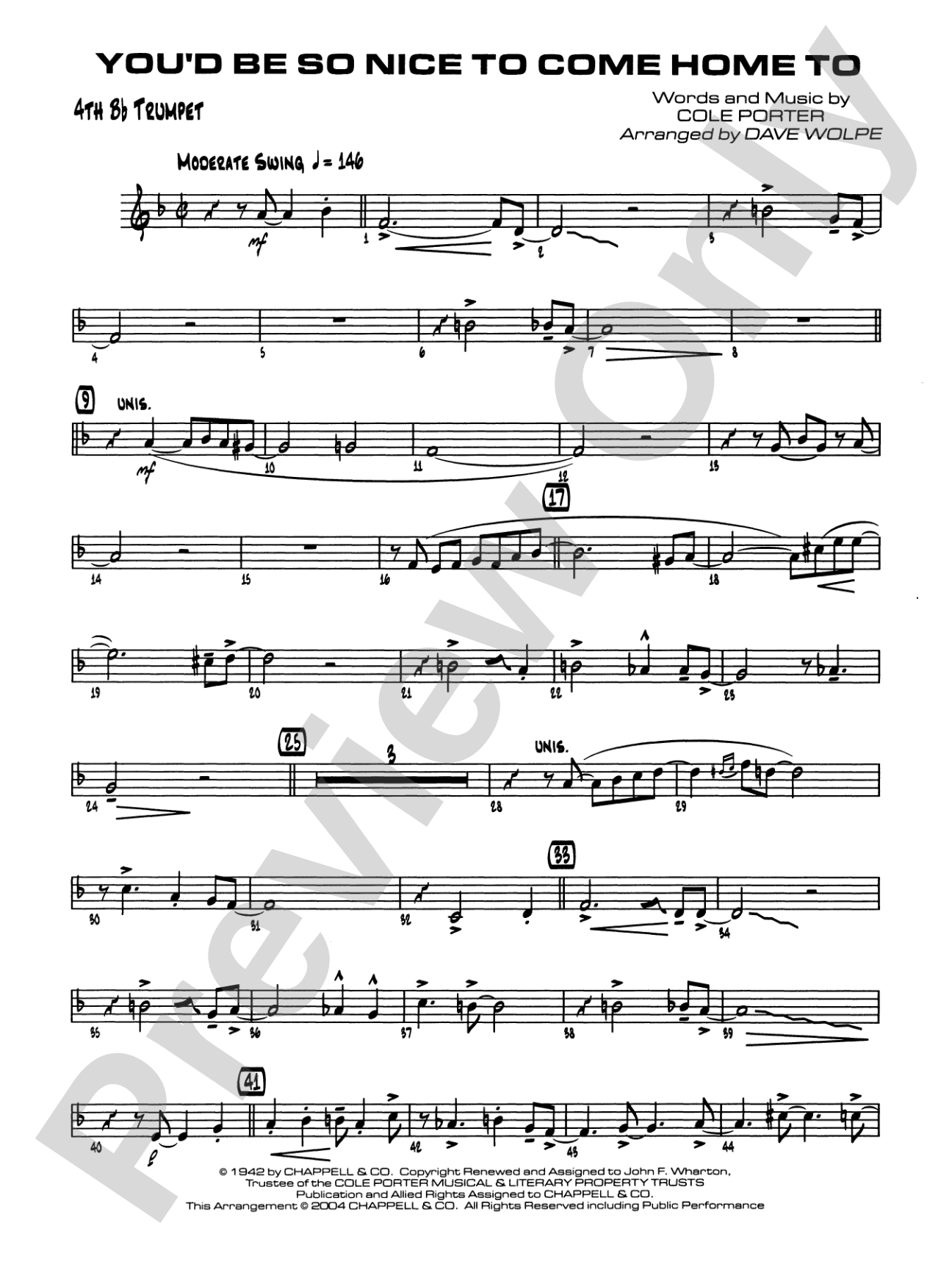 You'd Be So Nice to Come Home To: 4th B-flat Trumpet
