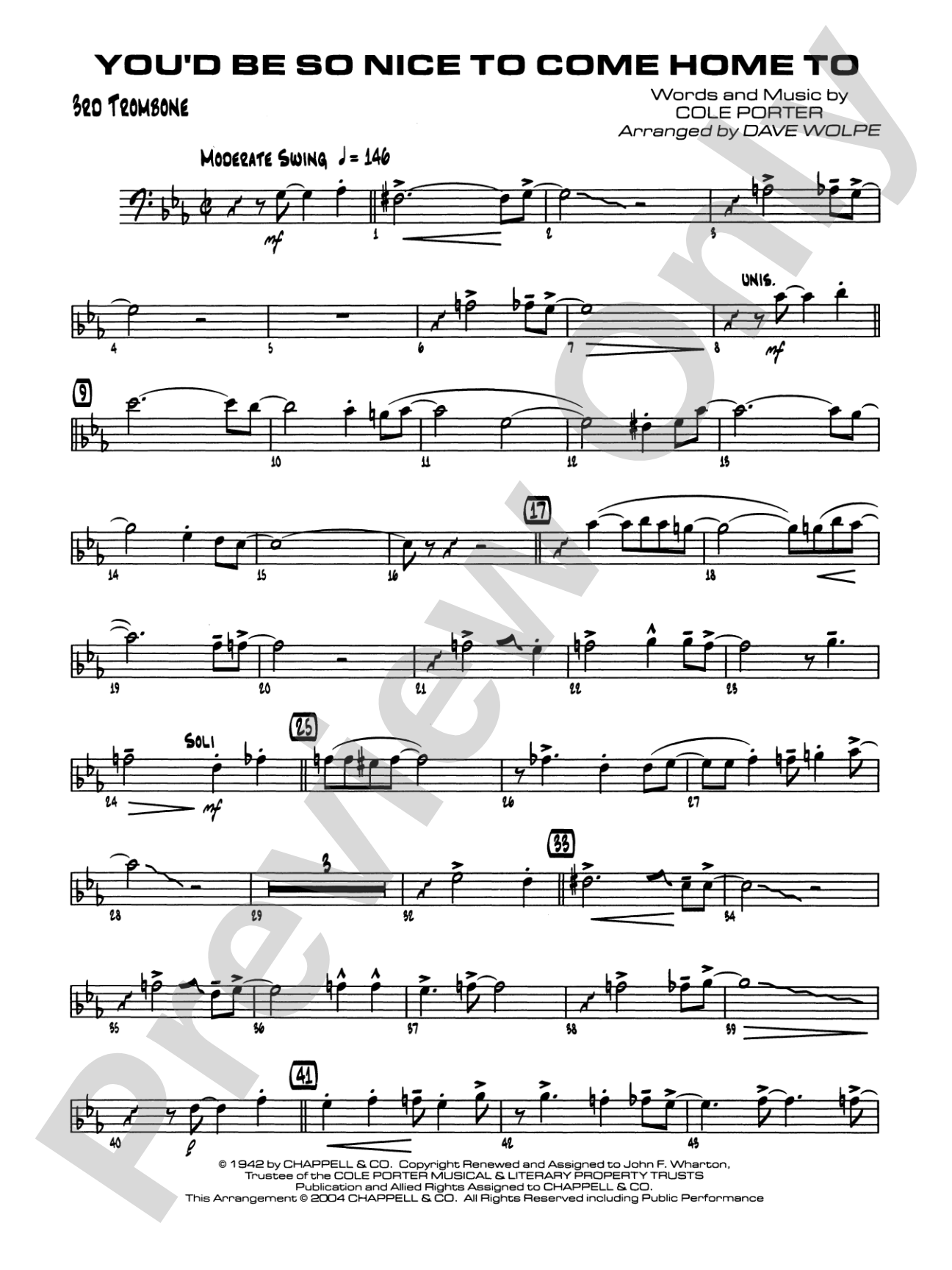 You'd Be So Nice to Come Home To: 3rd Trombone