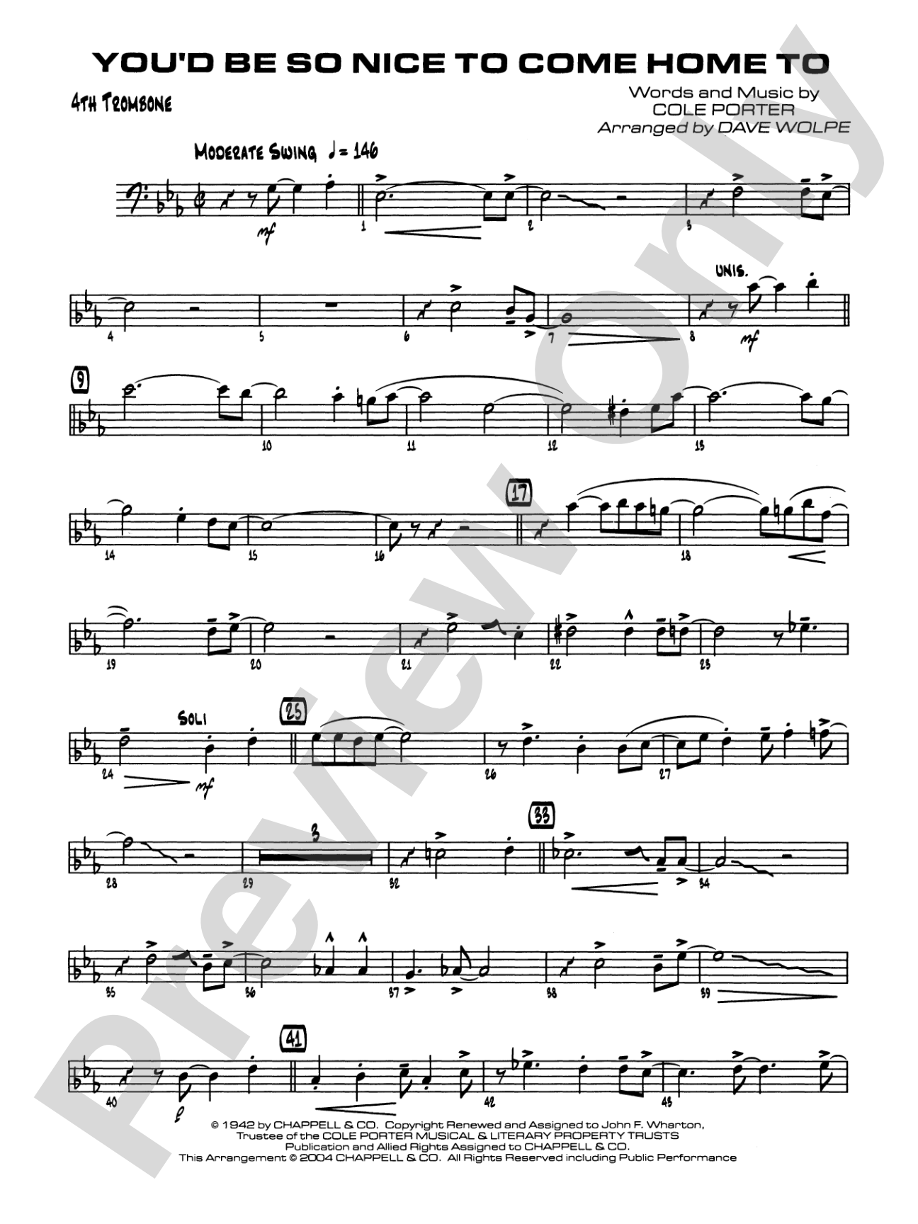 You'd Be So Nice to Come Home To: 4th Trombone