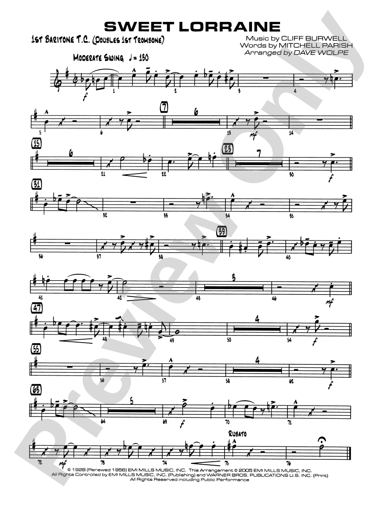 Sweet Lorraine: Baritone T.C.