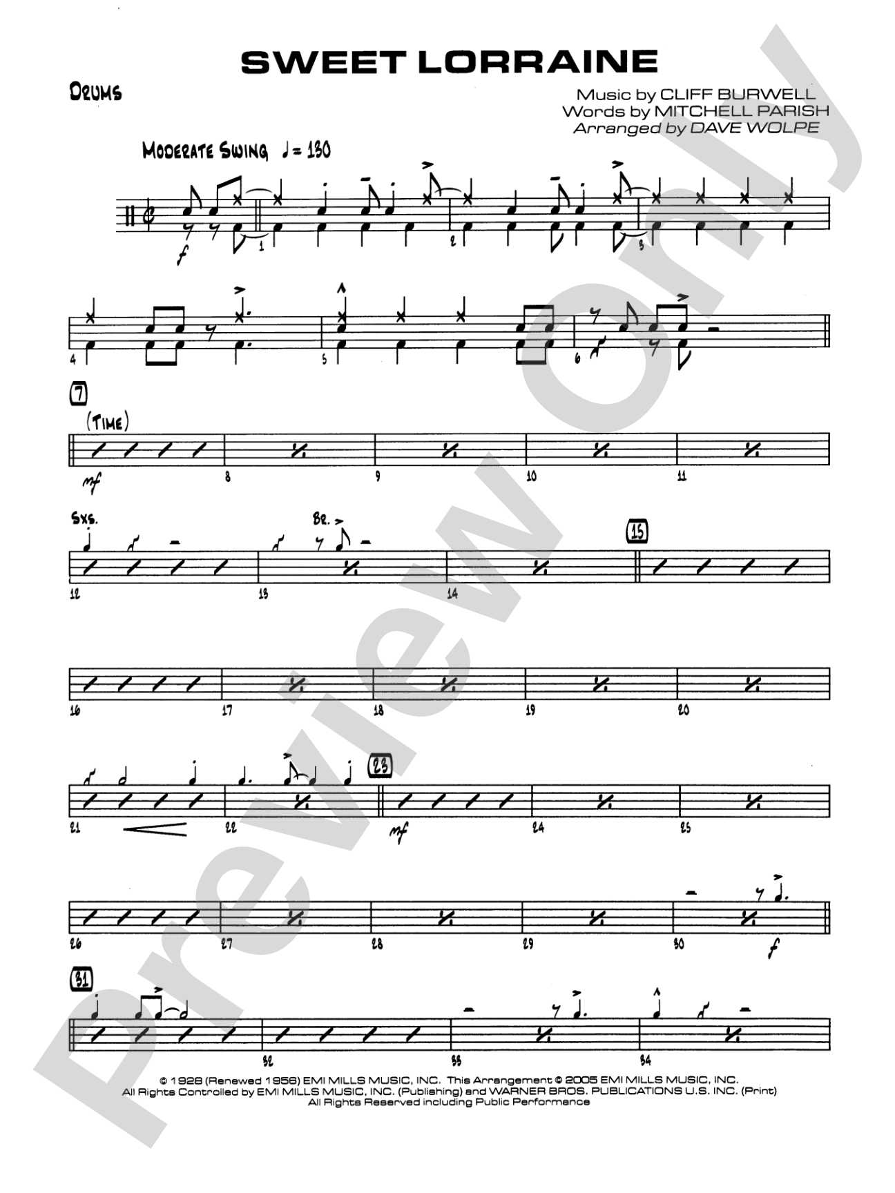 Sweet Lorraine: Drums