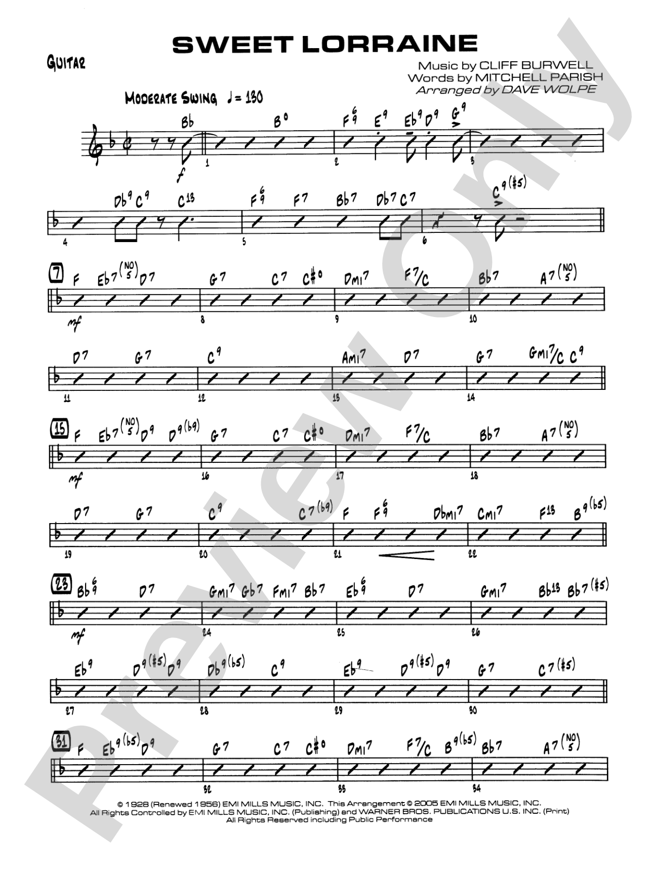 Sweet Lorraine: Guitar