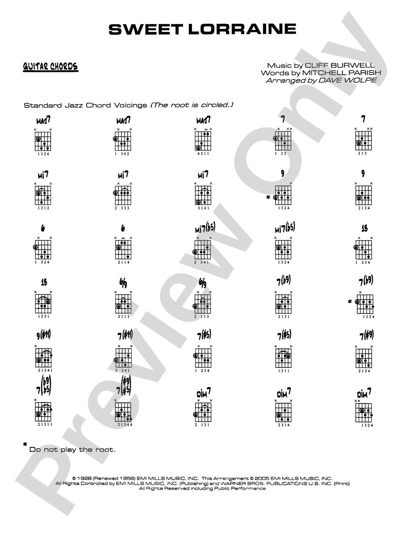 Sweet Lorraine: Guitar Chords