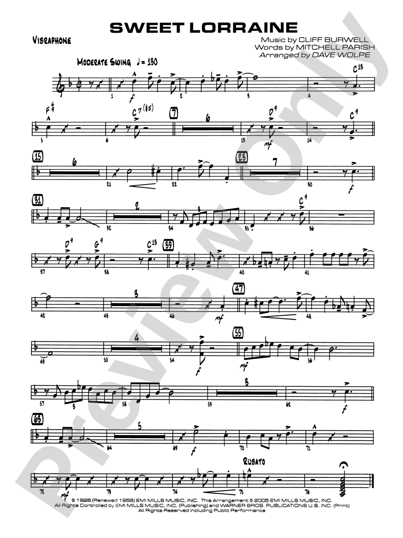 Sweet Lorraine: Vibraphone