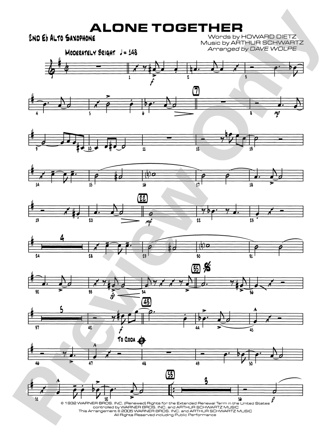 Alone Together: 2nd E-flat Alto Saxophone