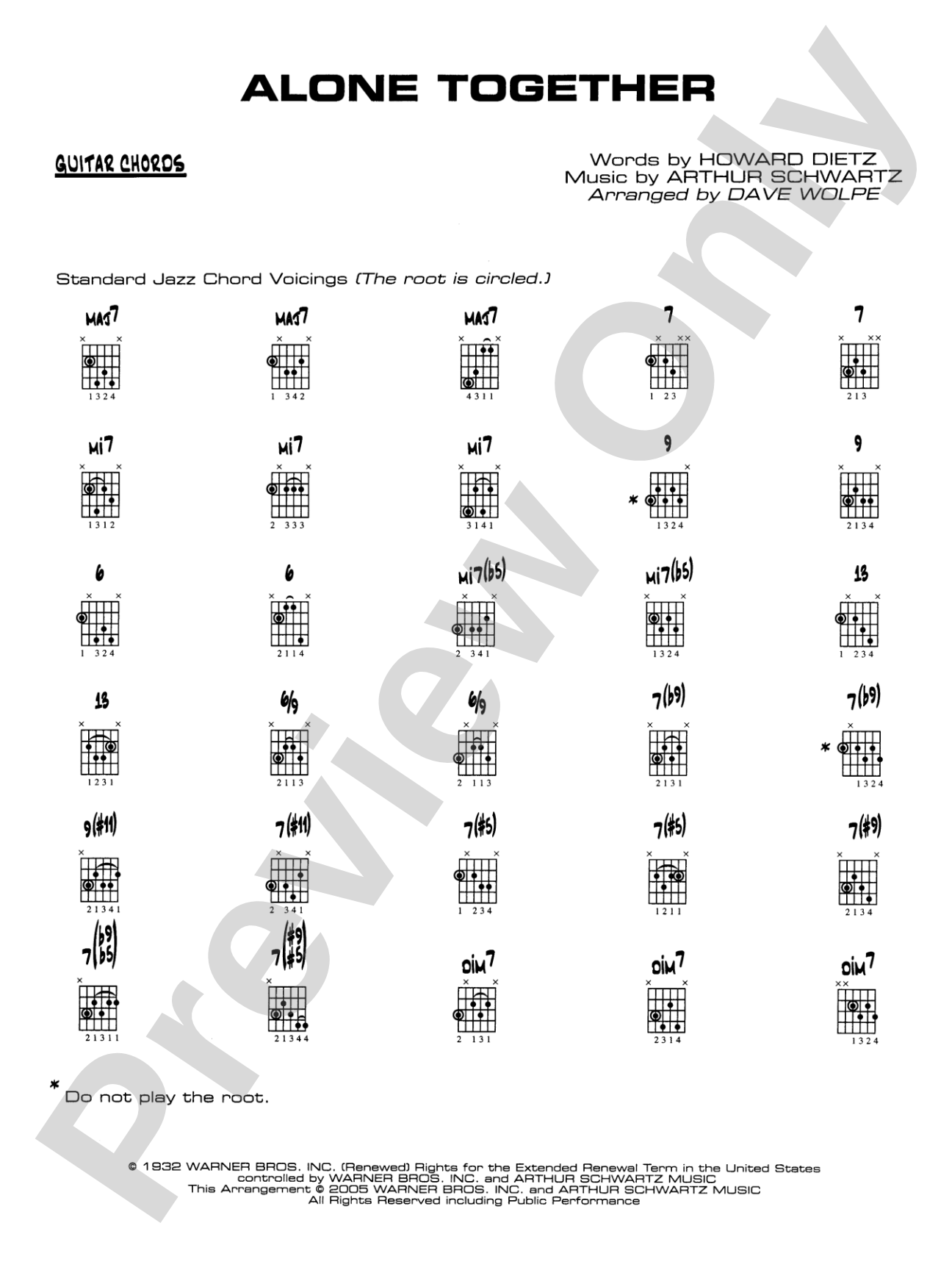 Alone Together: Guitar Chords