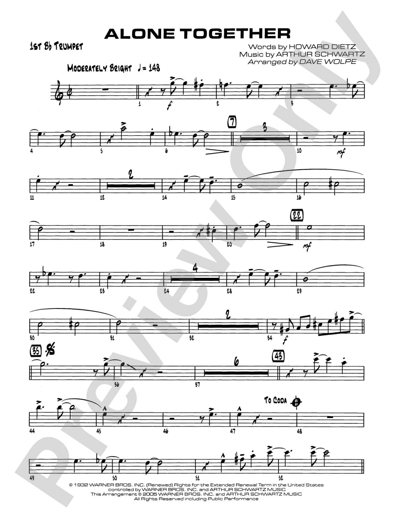 Alone Together: 1st B-flat Trumpet