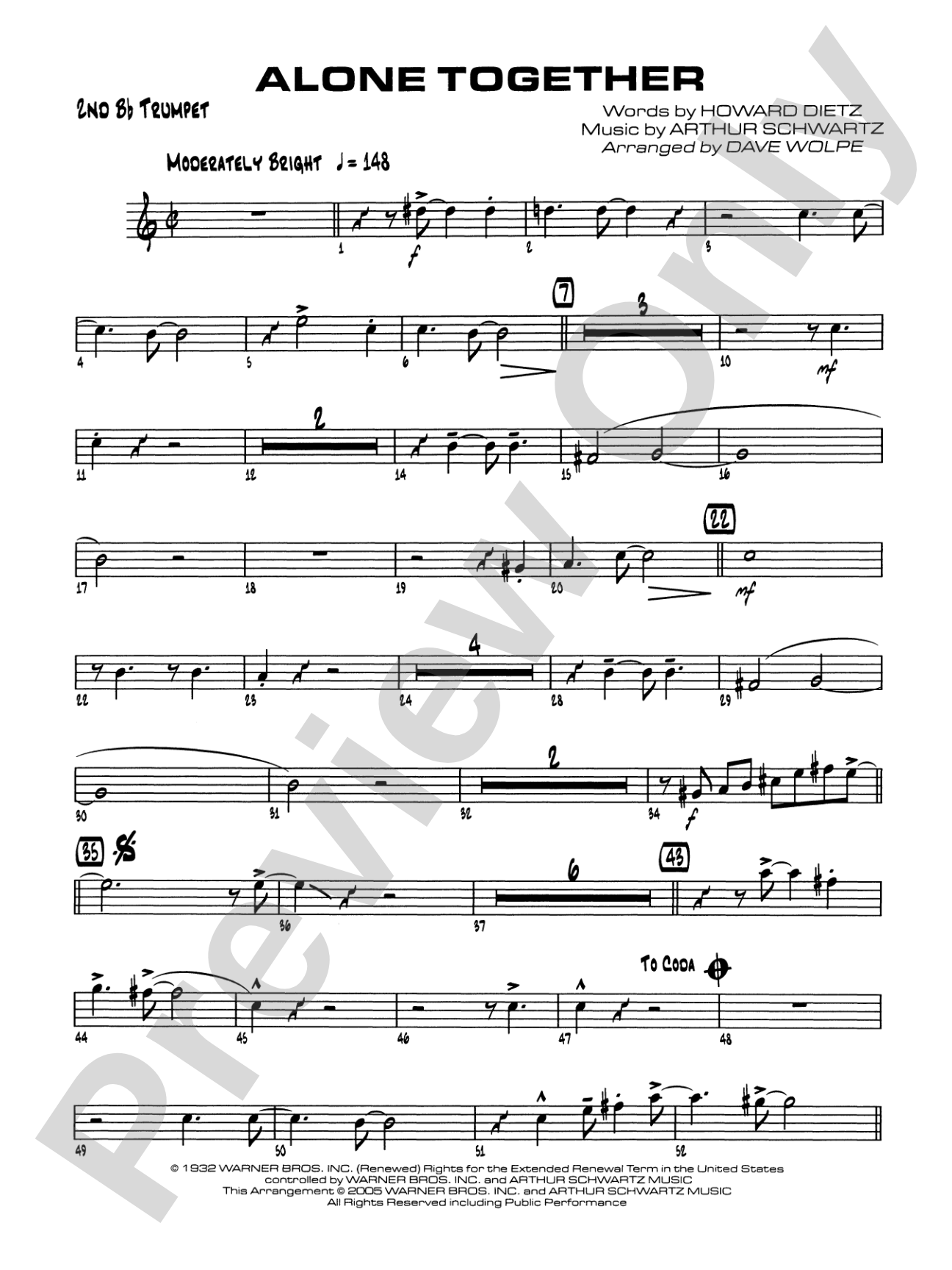 Alone Together: 2nd B-flat Trumpet