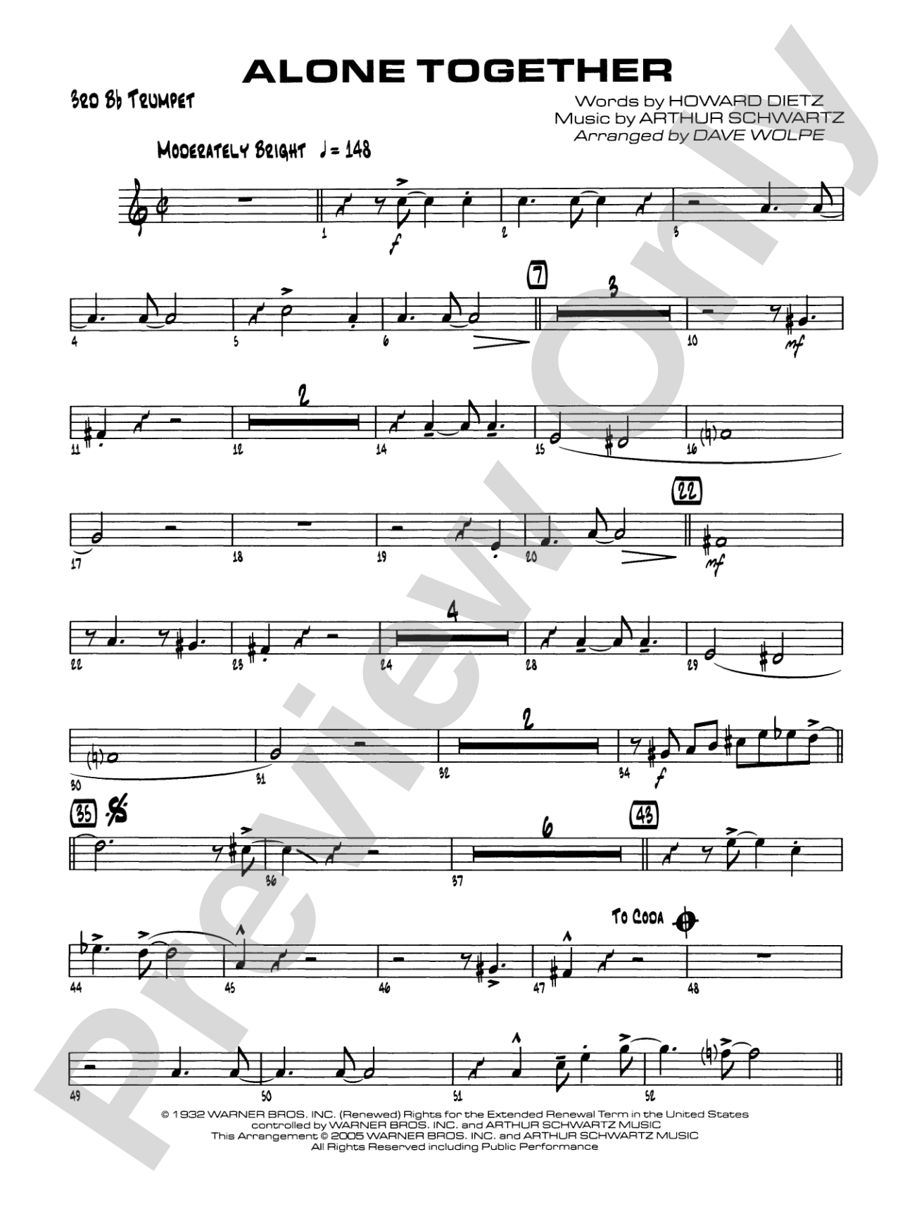 Alone Together: 3rd B-flat Trumpet