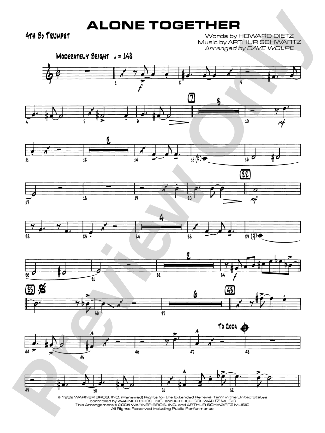 Alone Together: 4th B-flat Trumpet