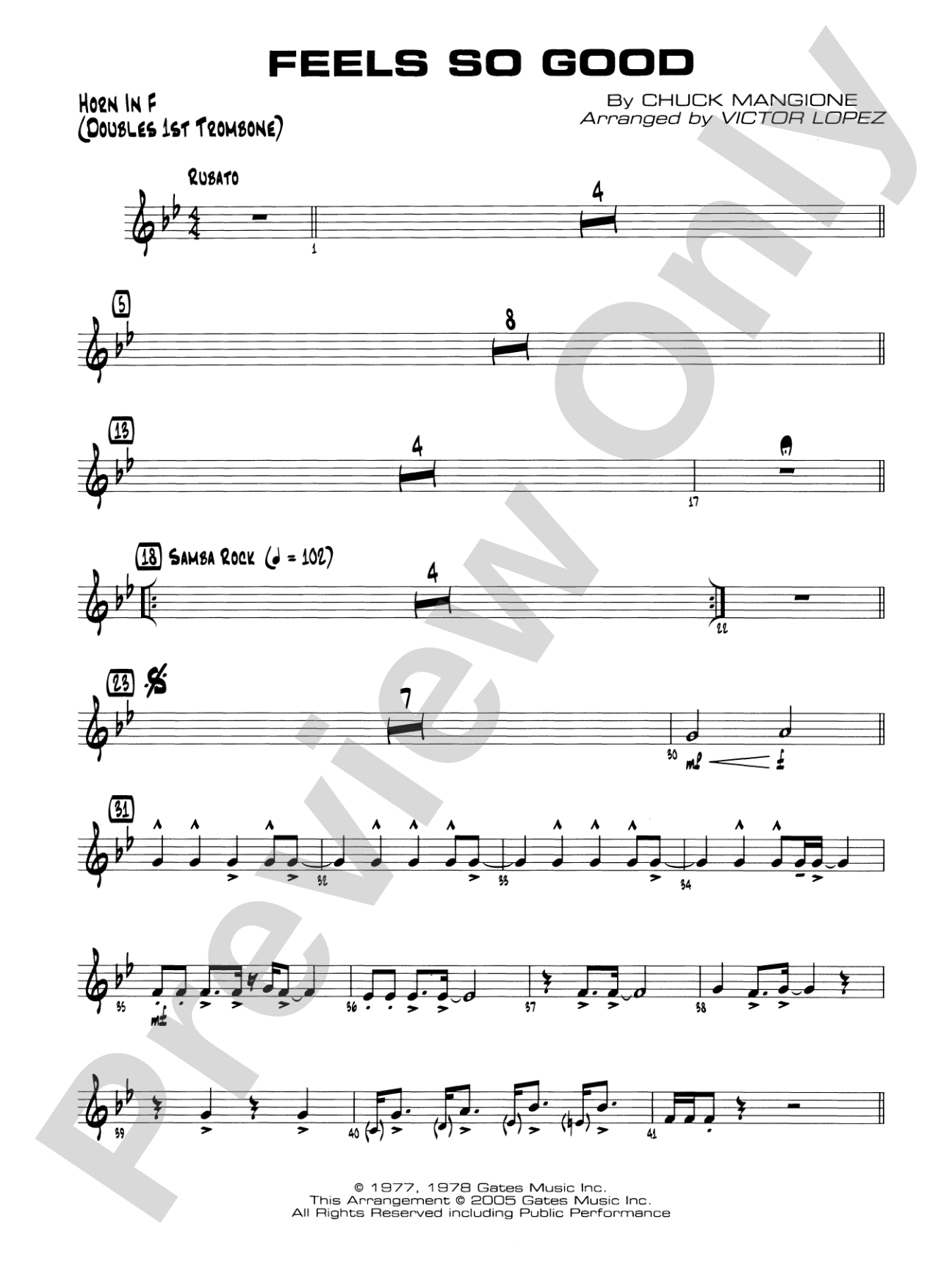 Feels So Good: 1st F Horn