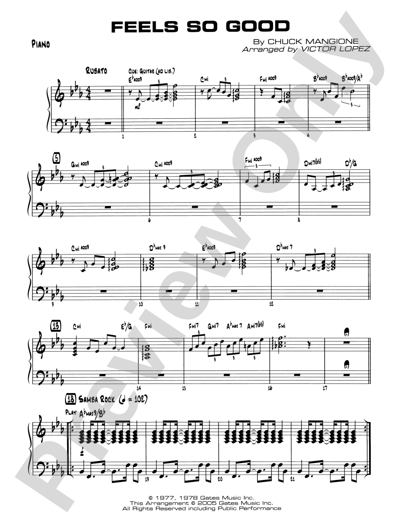 Feels So Good: Piano Accompaniment