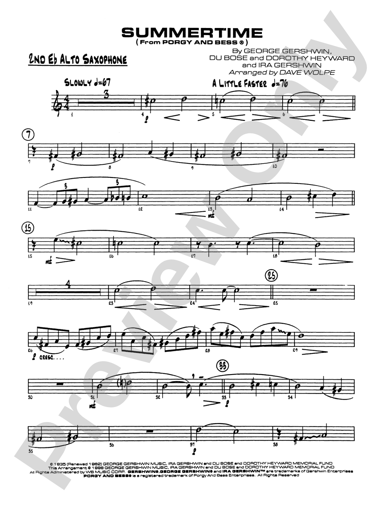 Summertime: 2nd E-flat Alto Saxophone