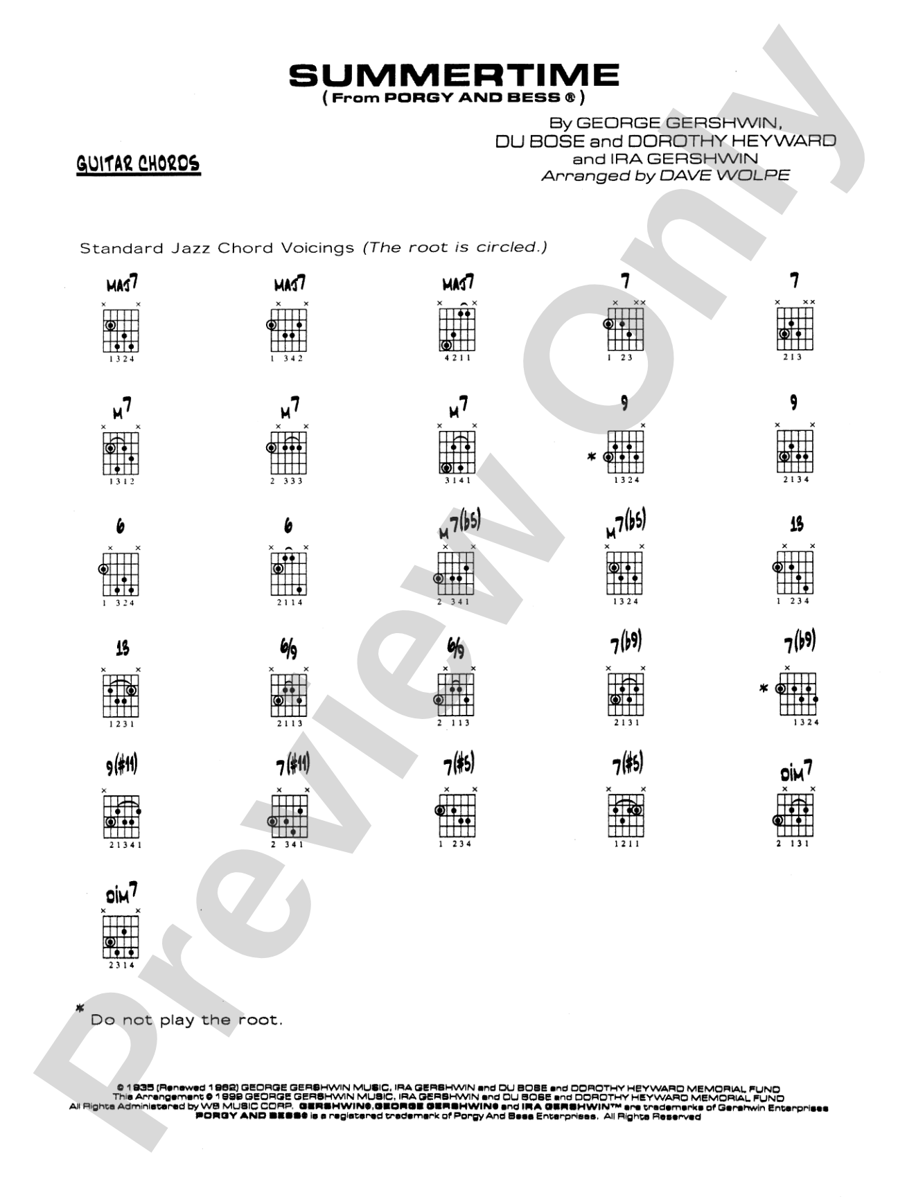 Summertime: Guitar Chords