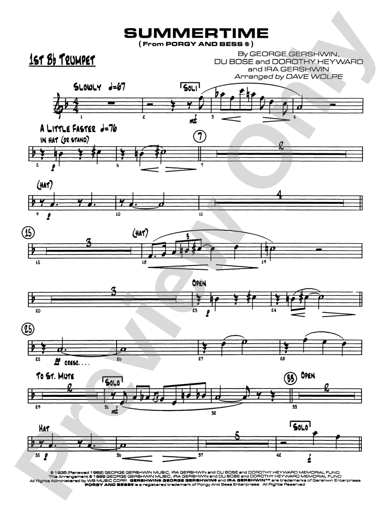 Summertime: 1st B-flat Trumpet