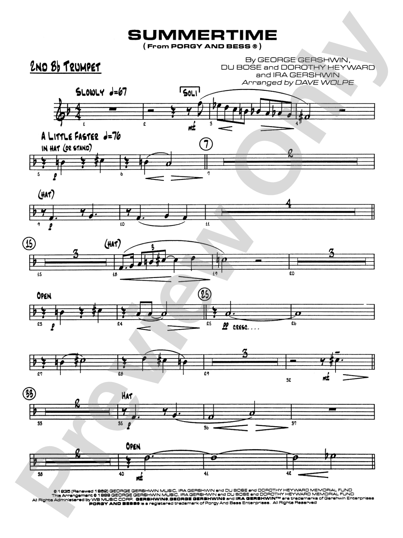 Summertime: 2nd B-flat Trumpet