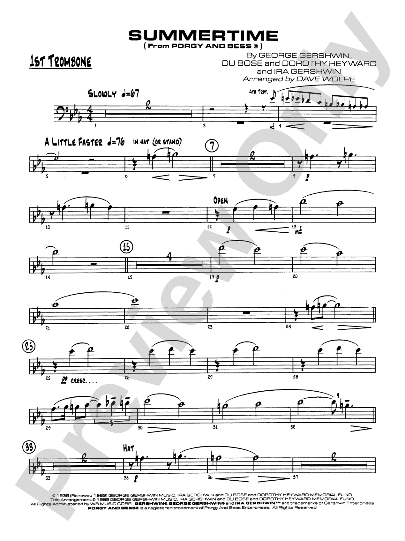 Summertime: 1st Trombone