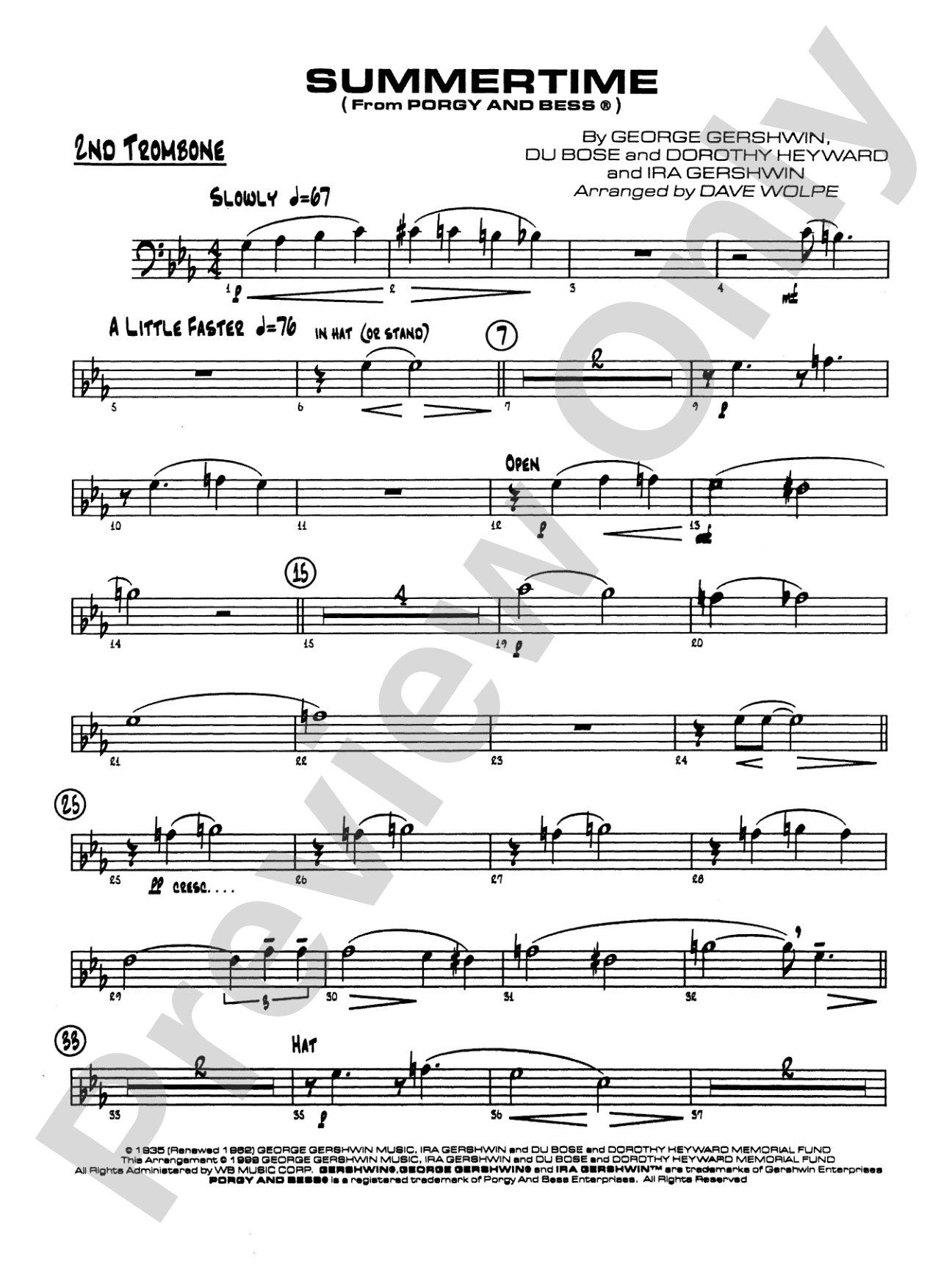 Summertime: 2nd Trombone