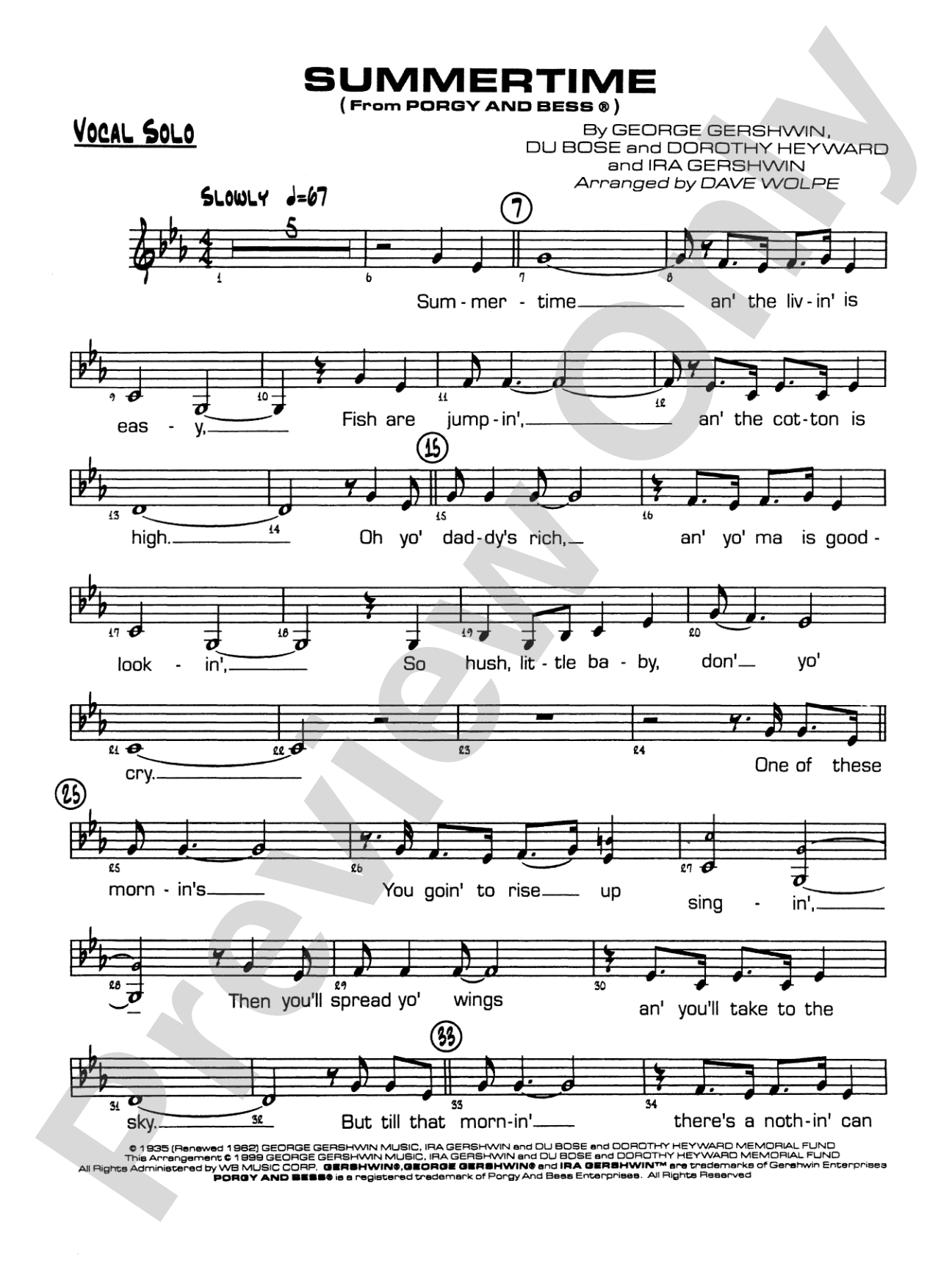 Summertime: Vocal Solo