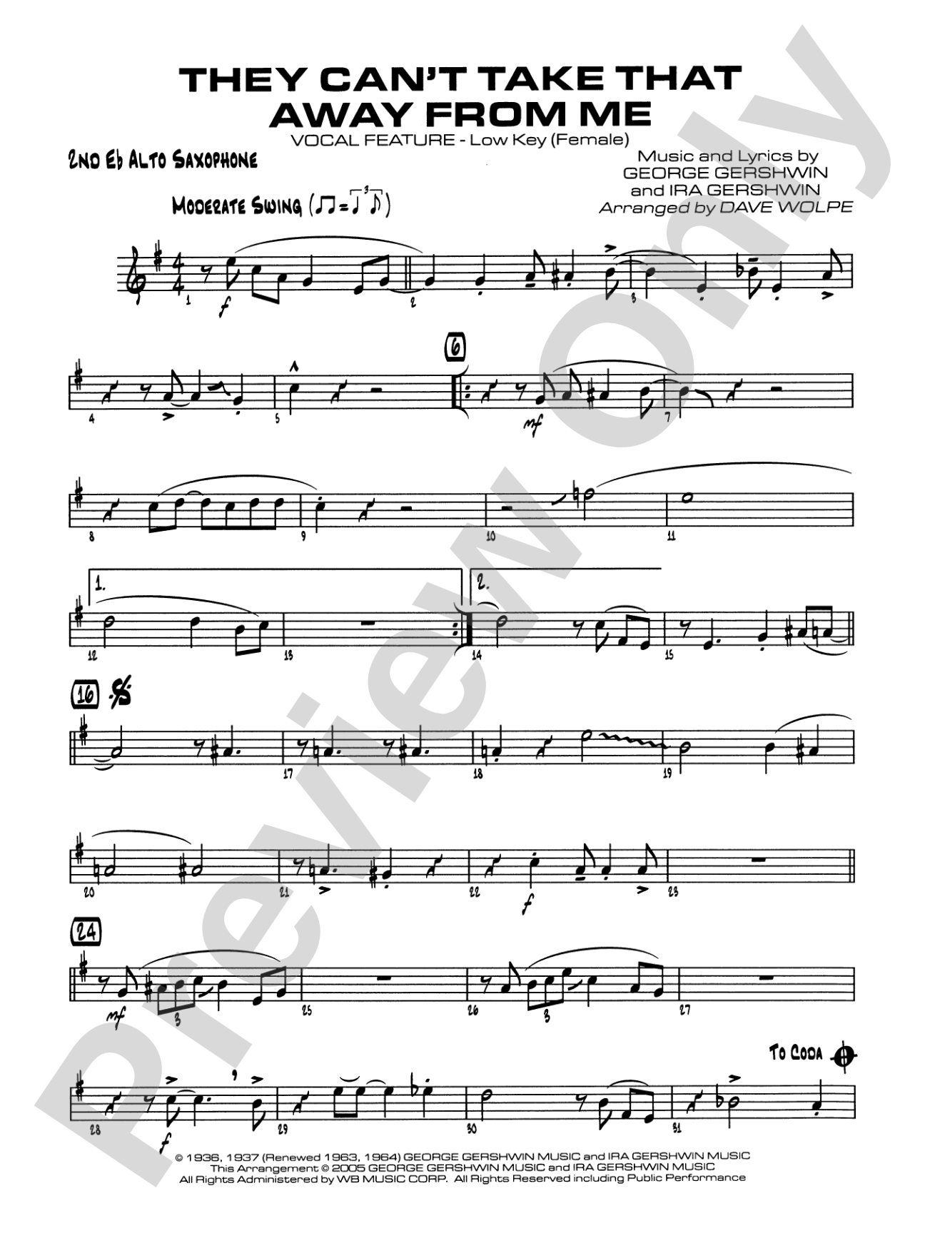 They Can't Take That Away from Me: 2nd E-flat Alto Saxophone