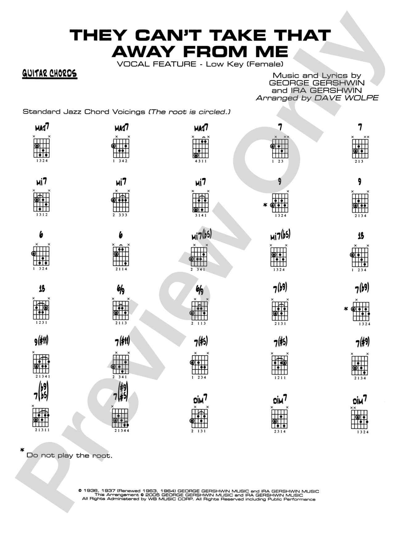 They Can't Take That Away from Me: Guitar Chords