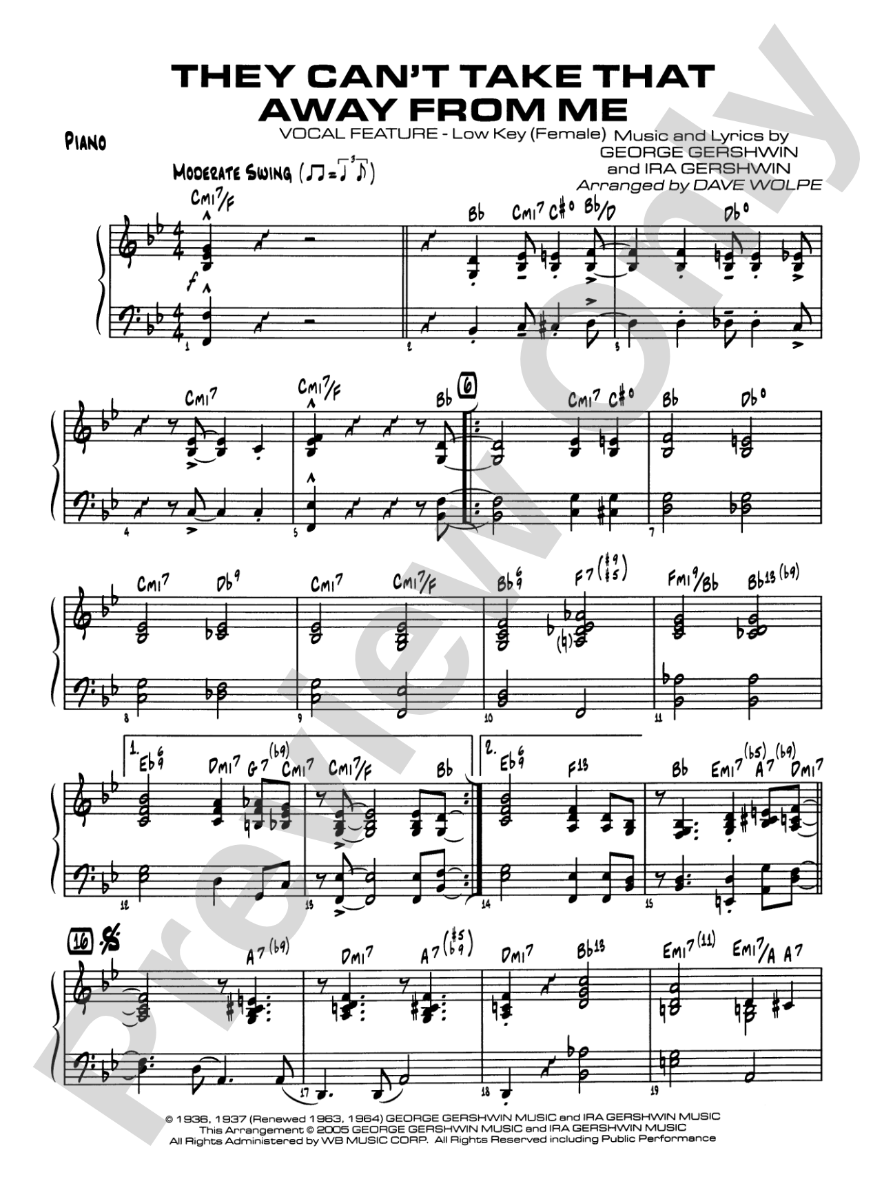 They Can't Take That Away from Me: Piano Accompaniment