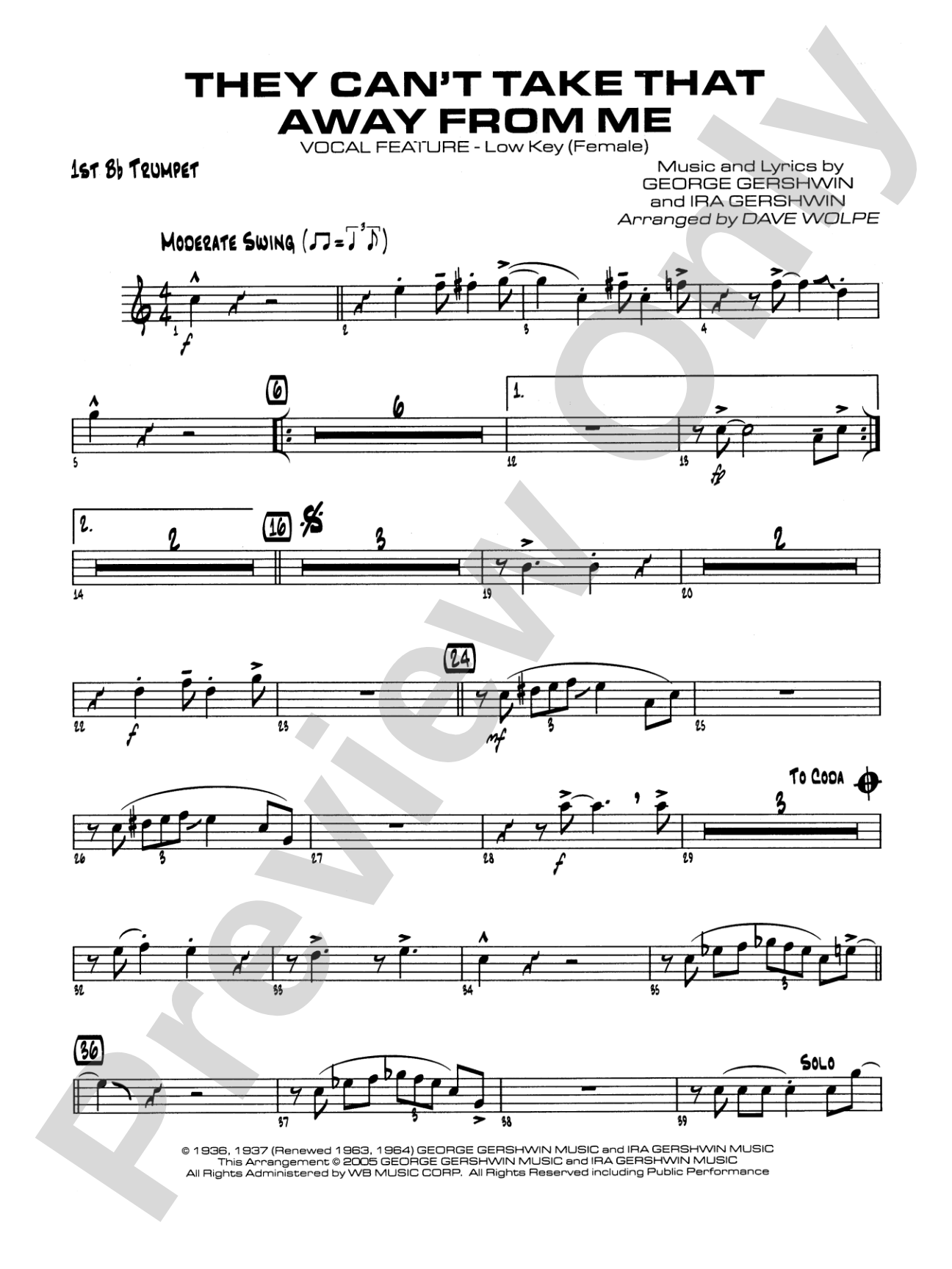 They Can't Take That Away from Me: 1st B-flat Trumpet